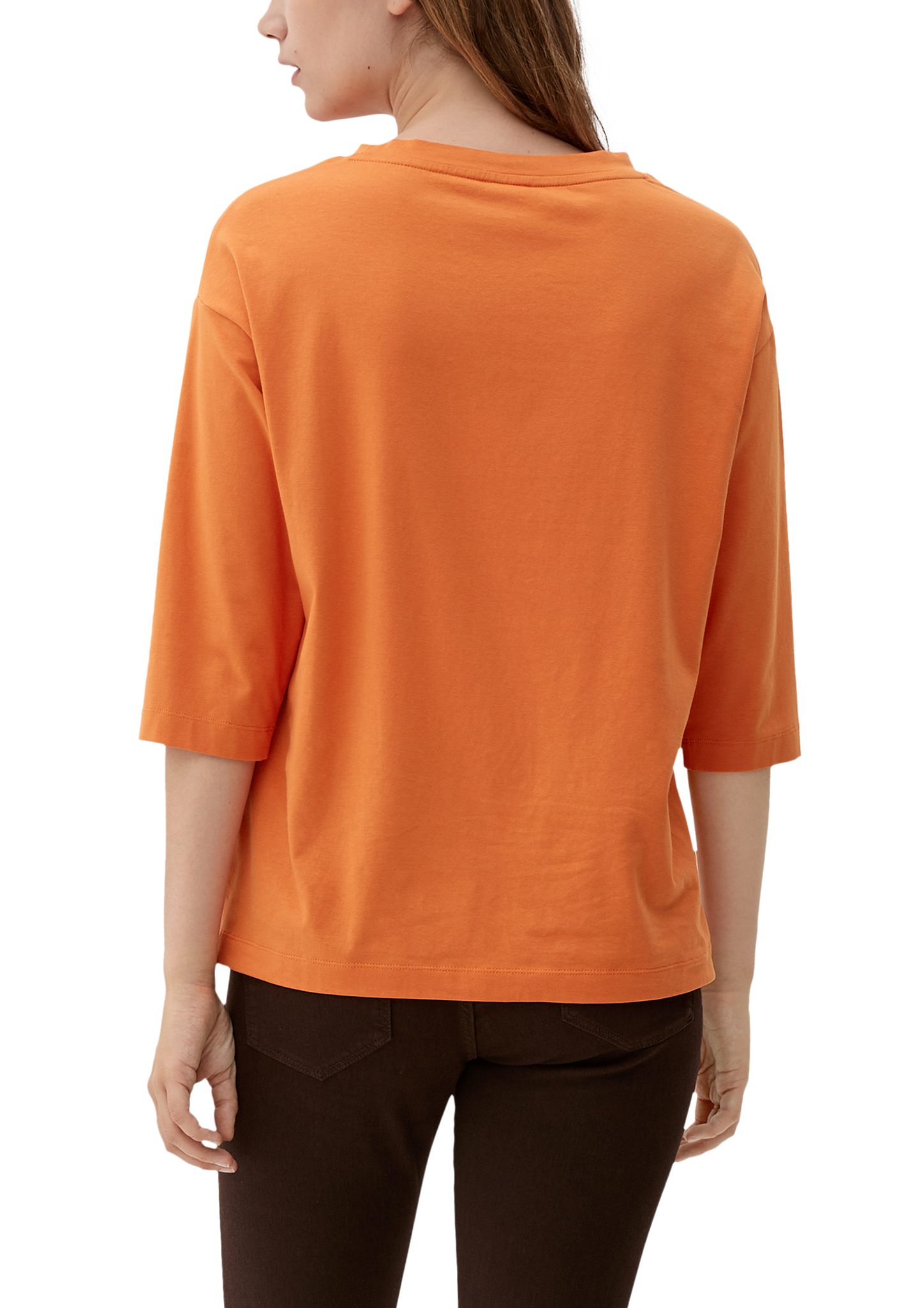 s.Oliver 3/4-Arm-Shirt T-Shirt Brusttasche orange mit
