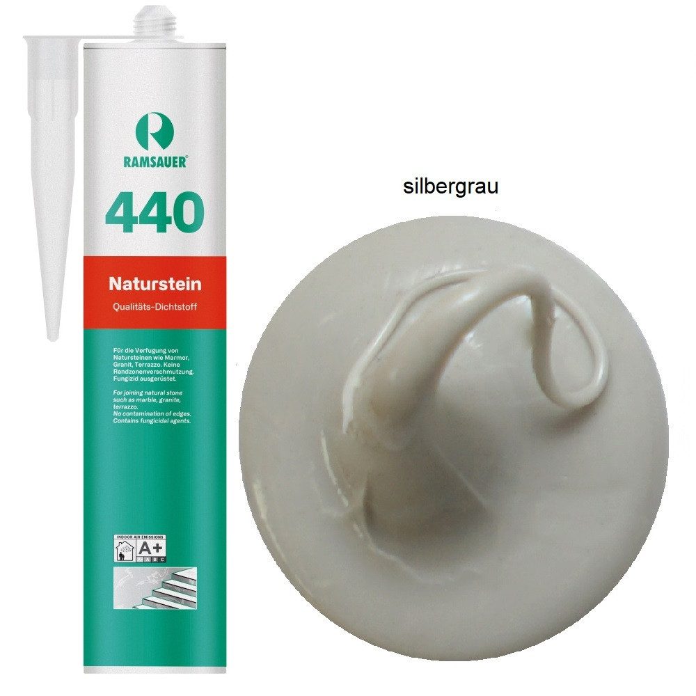 Ramsauer Dichtstoff Ramsauer 440 Naturstein Silikon Dichtstoff 310ml Kartusche, gebrauchsfertig, UV beständig, neutral vernetzend, schnellhärtend, pilzhemmend