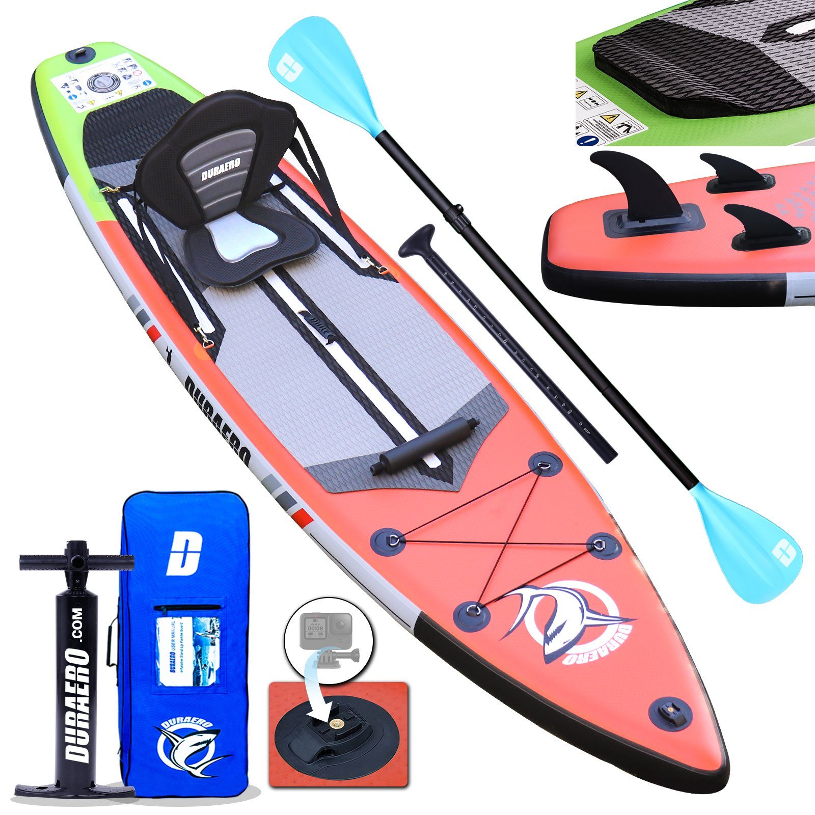 DURAERO Inflatable SUP-Board Stand up Paddle Board Aufblasbare SUP Board Set, 330x76x15cm