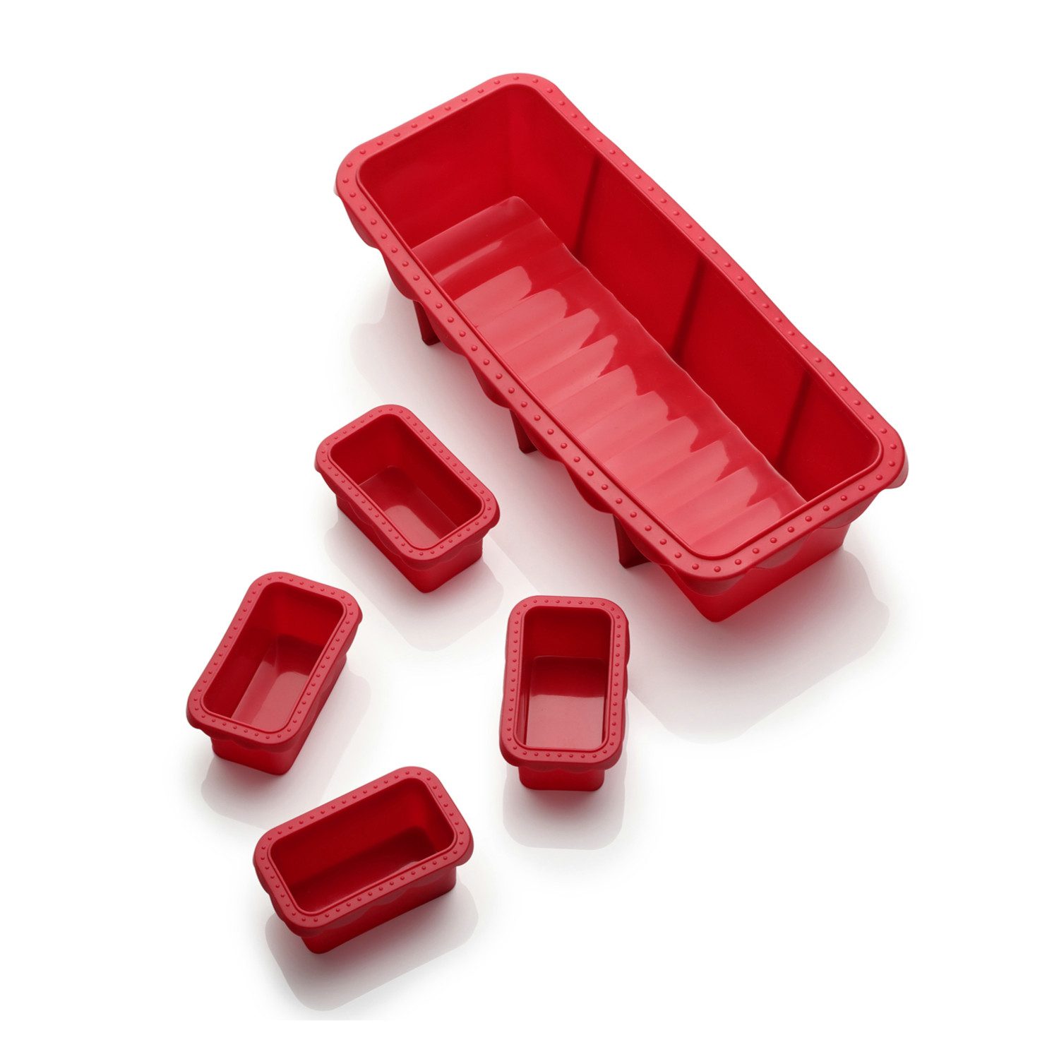 Coolinato Backform Coolinato Silikon Kastenform Set 5tlg, ROT, inkl. Rezepte