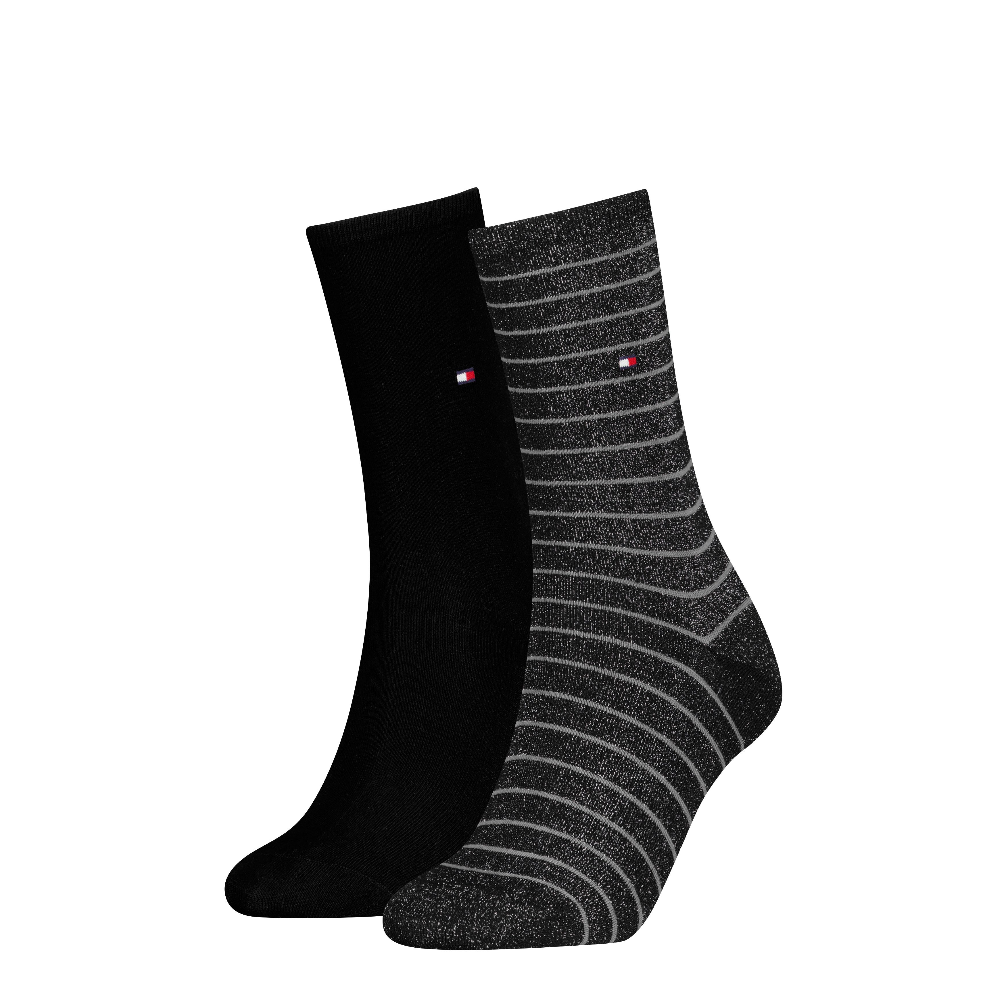 Tommy Hilfiger Socken TH WOMEN SOCK 2P SMALL STRIPE (2-Paar, 2 Paar) mit schmalem Rippenbündchen, meliert, gestreift