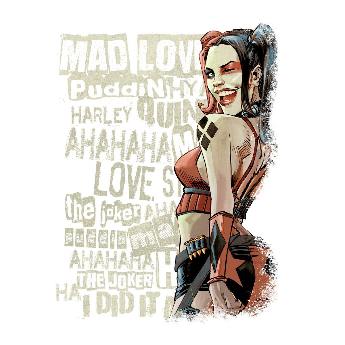 Spreadshirt Aufkleber Harley Quinn Augenzwinkern Sticker Aufkleber