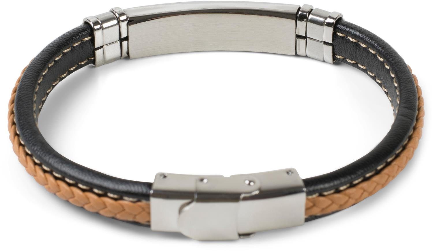 Armband Metallelementen mit (1-tlg), Flecht styleBREAKER und Armband Schwarz-Curry