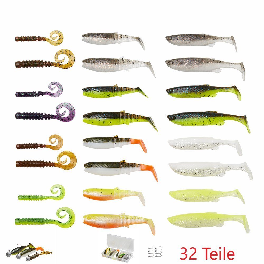 Savage Gear Kunstköder Perch 32 32-St), Perch 32teilig Color (Spar-Set, Kit Gummifisch-Set Kit Stück Gummifische Mixed Barsch, Colors Mixed Gummiköder Academy Academy