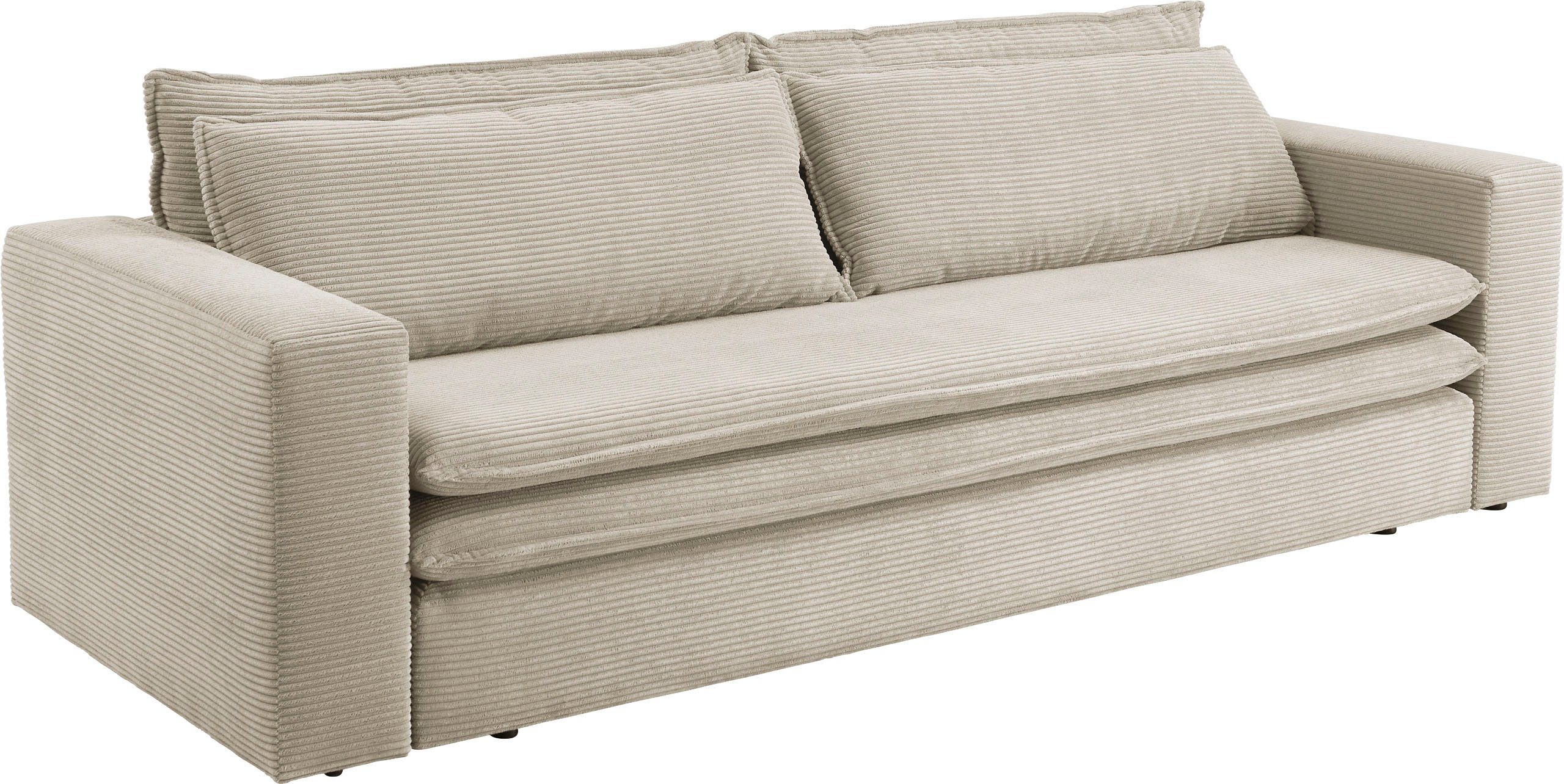 of Sitzgruppe Bettfunktion mit 3-Sitzer-Sofa Loveseat-Hocker PIAGGE, Places Style (2-tlg), Hellbeige und im Set