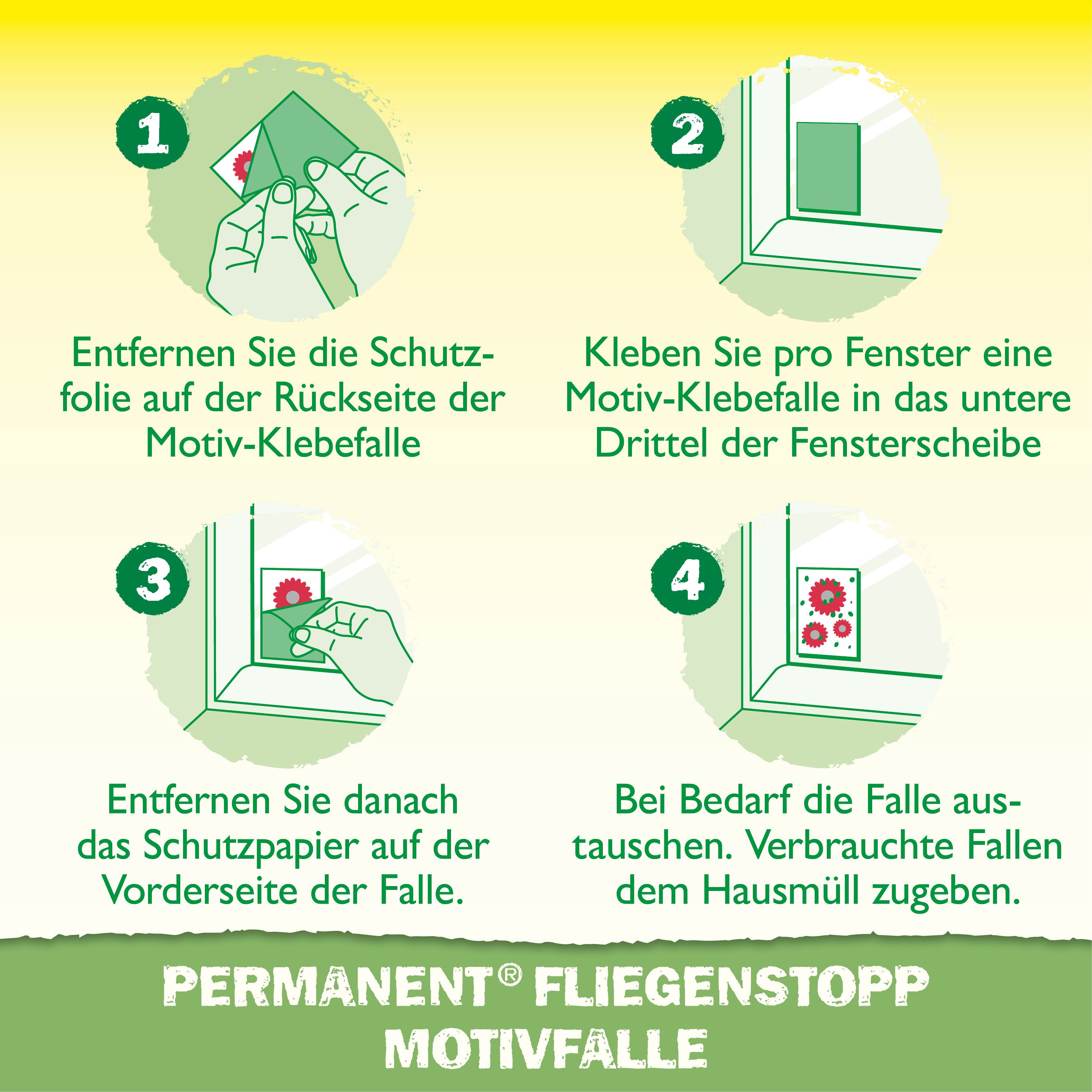Neudorff Klebefalle Permanent FliegenStopp 4 St., Dekoratives Blumenmotiv zur Anlockung fliegender Insekten – Bild 5 von 5