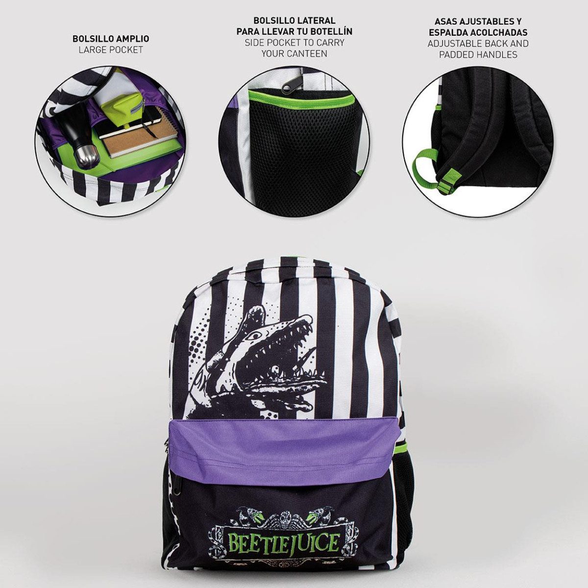 Cerda Rucksack Beetlejuice Schultasche 41 cm für Schule & Reise