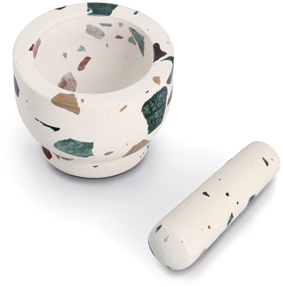 Zeller Present Mörser & Stößel-Set, "Terrazzo", Natur-Granit, 1,7 kg, 240 ml