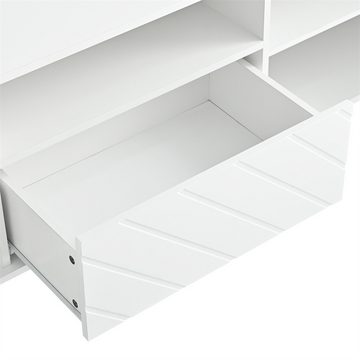 XDeer TV-Schrank 1,7 Meter langer weißer TV-Ständer mit 2 Türen und 1 Schubladen für einen 70-Zoll-TV-Ständer