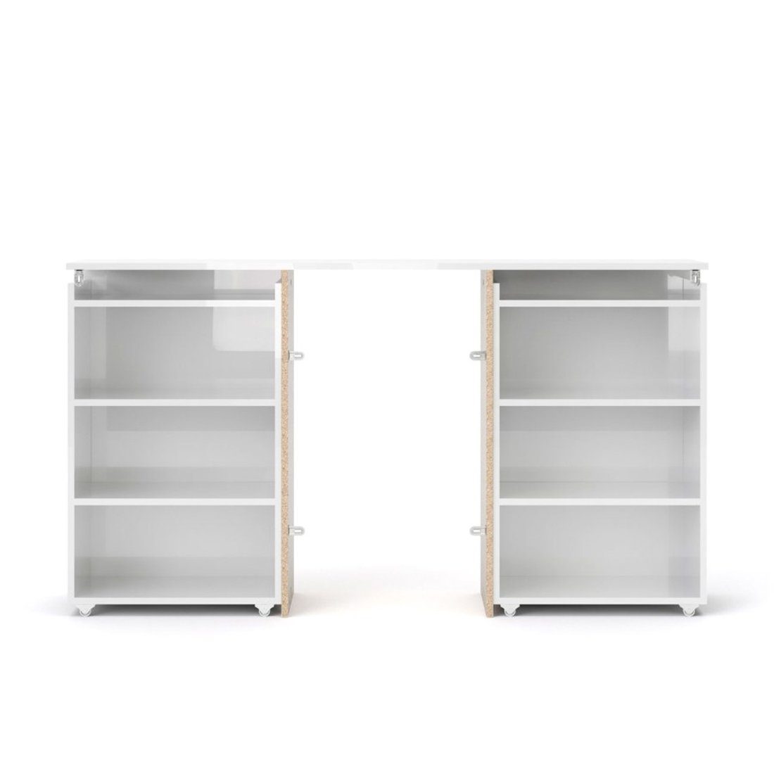 ebuy24 Bett Nada Kopfende 140 cm mit 4 Ablagen weiss hochglanz