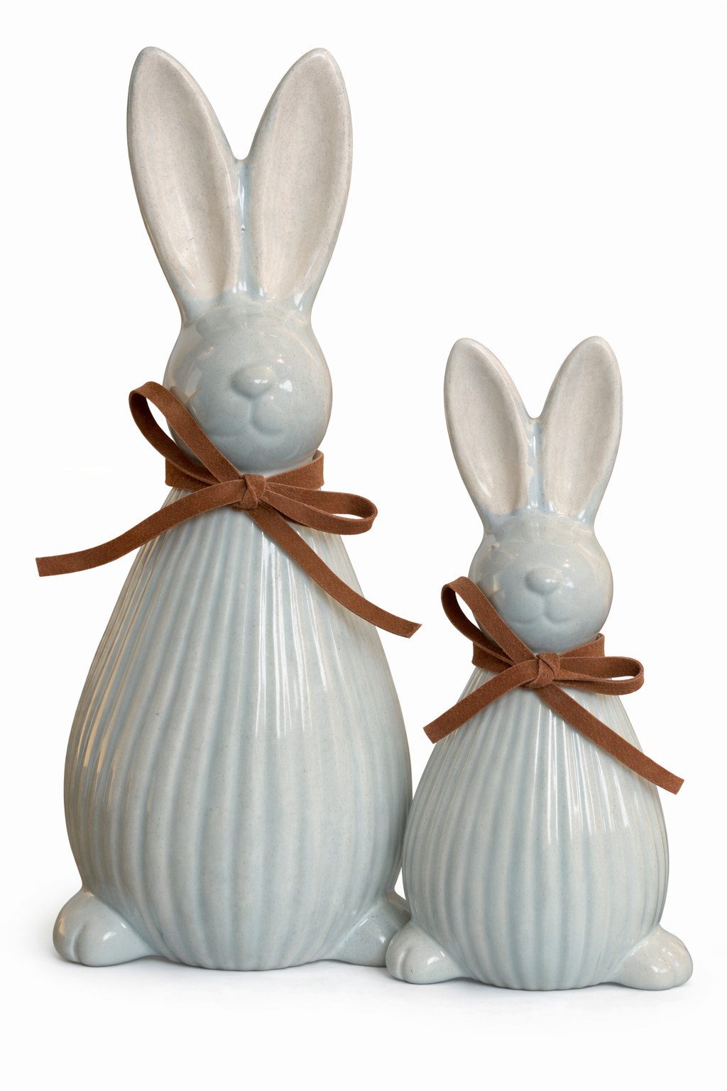 finehomegarden Osterhase Keramik Hase 2er Set Dekofigur Ø6cm H13,5cm + Ø7cm H17cm mint (Set, 2 St., 2er-Set), Ostern Osterdeko Frühjahrsdekoration Wohnaccessoire