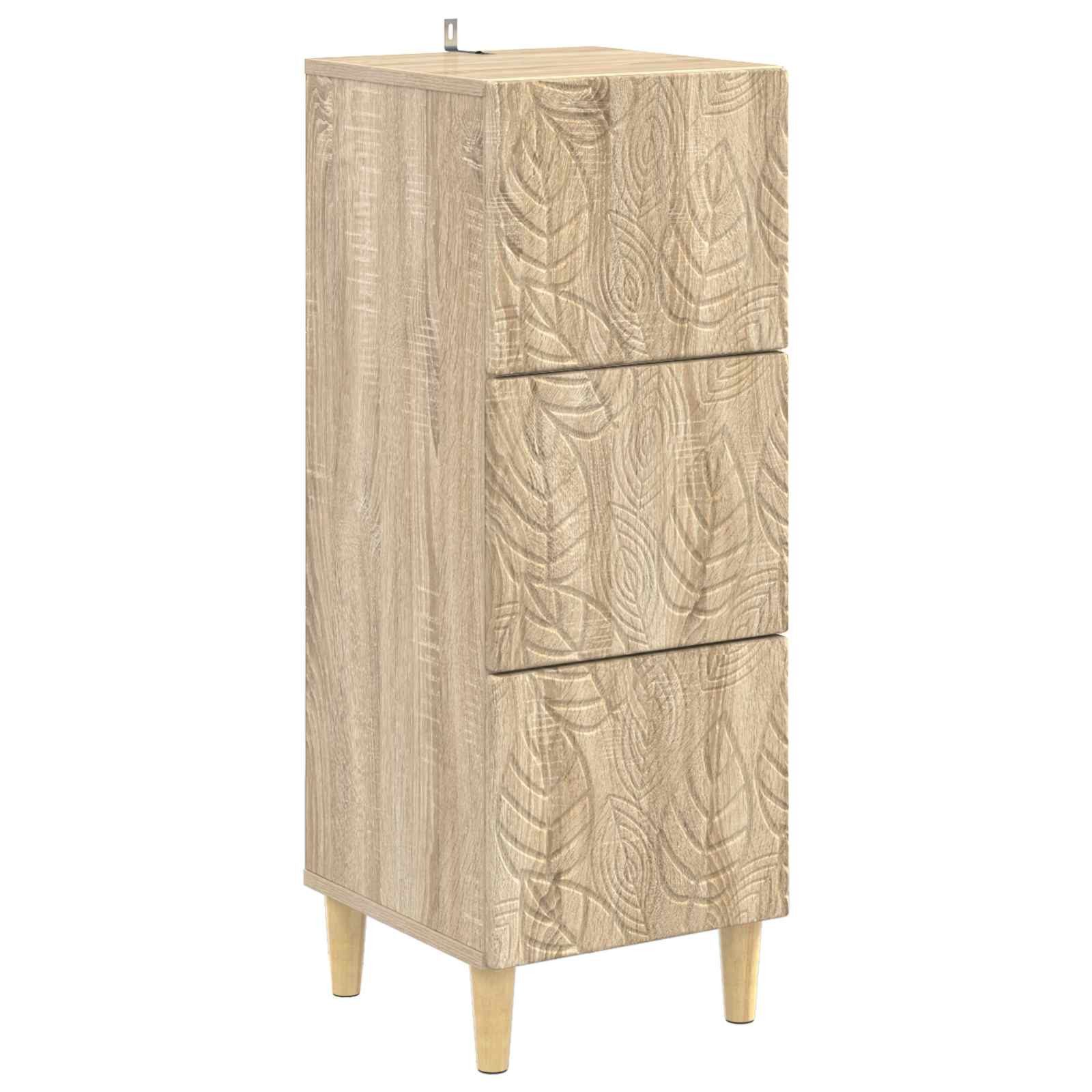 vidaXL Kommode 33 x 34,5 x 90 cm Kommode Schubladenschrank Sideboard schmal Sonoma-Ei