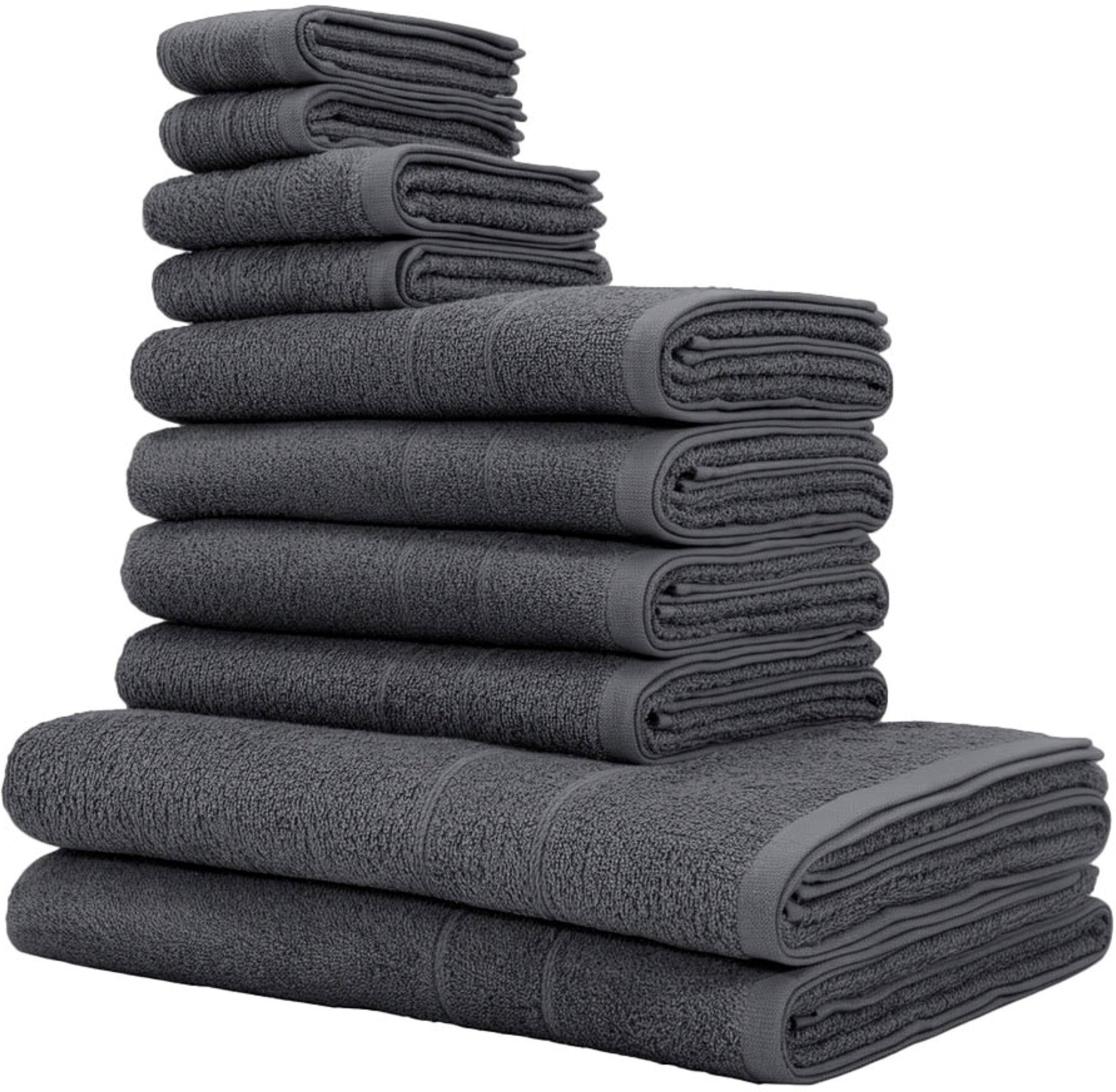 OTTO home Handtuch Set Inga, 3 Qualitäten, Duschtücher, Handtücher, Gästetücher, Seiftücher, Walkfrottier (10-St), Handtücher mit feiner Bordüre, 100% Baumwolle