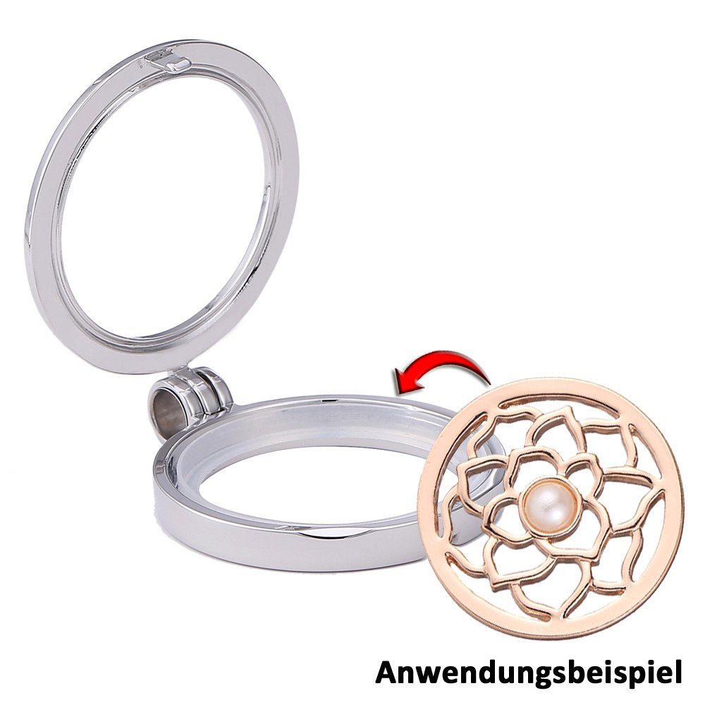 Morella Runder Anhänger Münzanhänger 33 mm Wechselschmuck (1-tlg), Damen-Amulett, Coin Ø 33 mm, Zirkonia