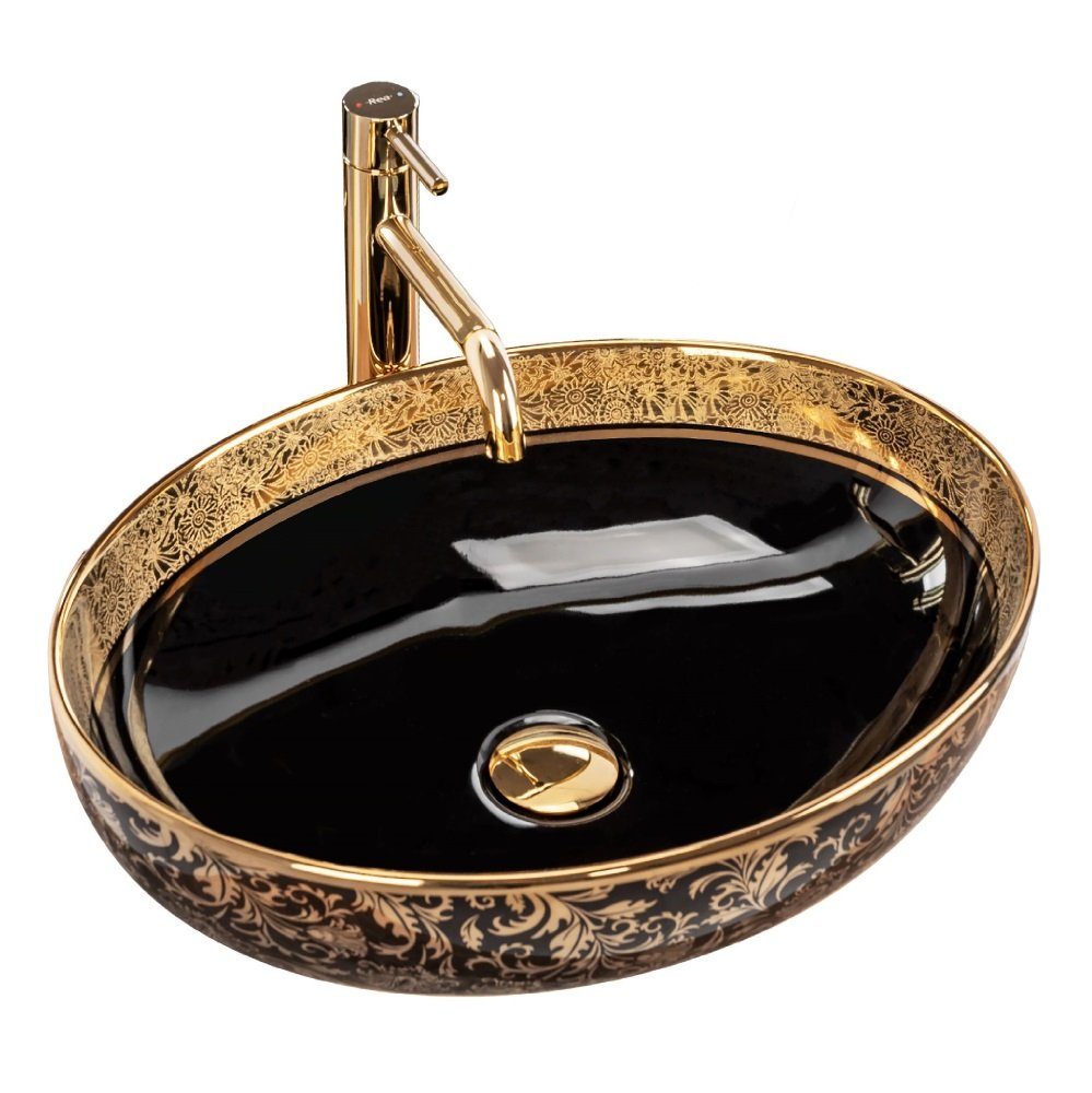 wohnwerk.idee Aufsatzwaschbecken Waschbecken Schwarz Weiß Türkis Gold Orien günstig online kaufen