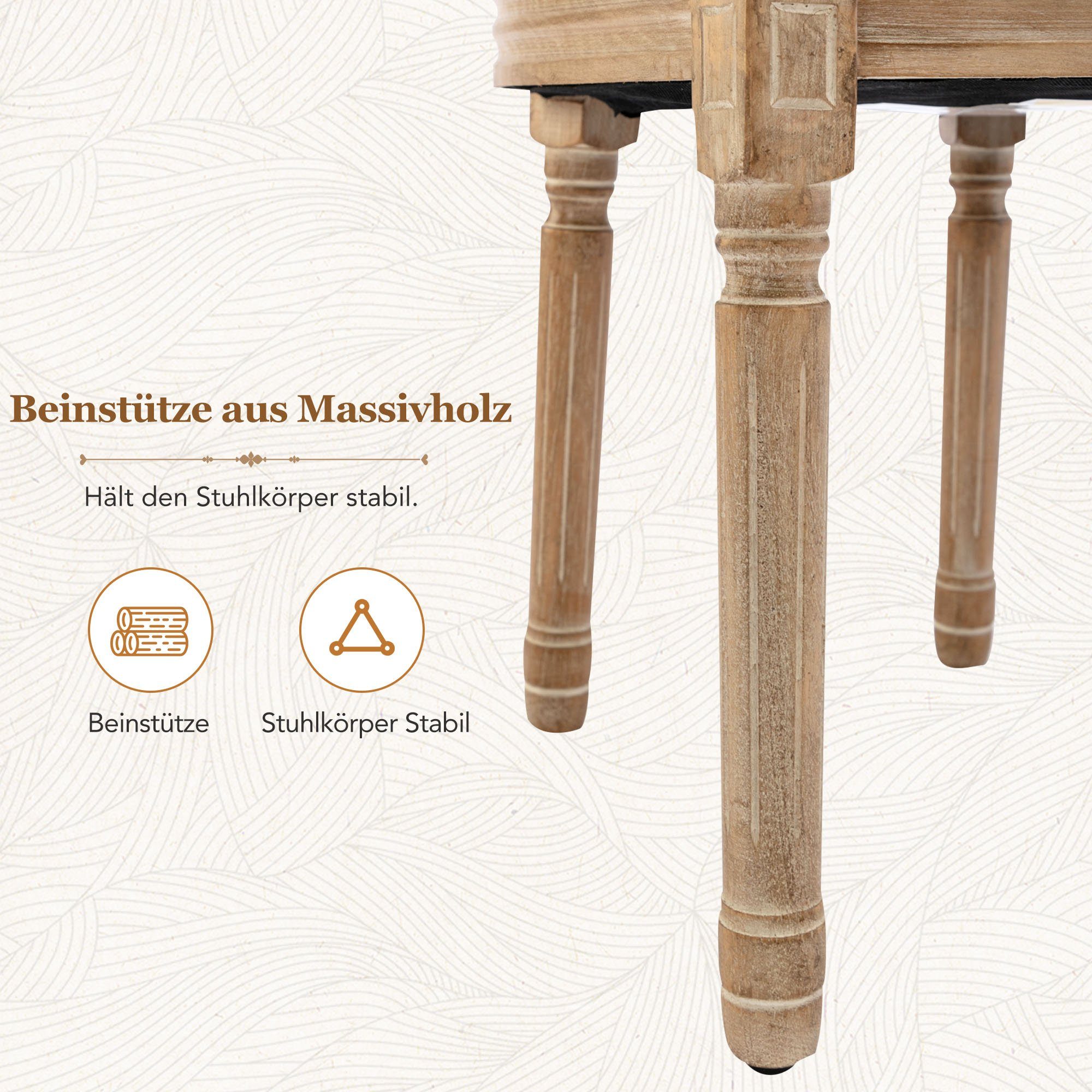Flieks Polsterstuhl (2 St), 2er Rückenlehne, mit Samt Set Massivholzbeine runder Esszimmerstühle