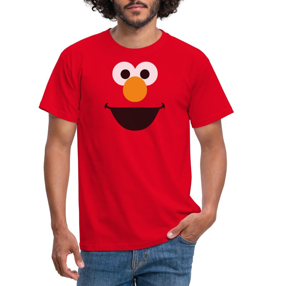 Spreadshirt T-Shirt Sesamstraße Elmo Gesicht Kostüm Karneval Männer T-Shirt (1-tlg)