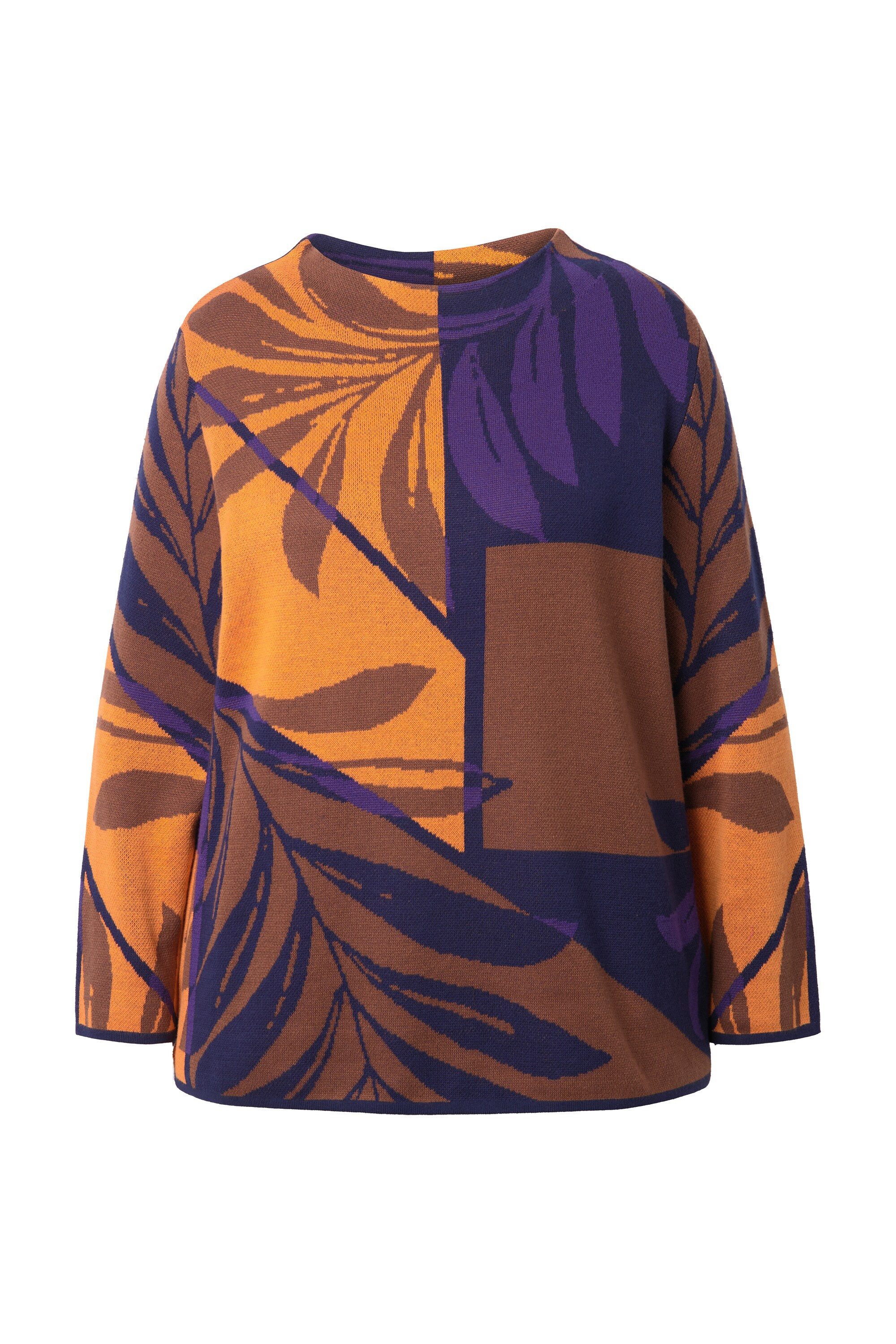 Ulla Popken Strickpullover Pullover Colorblocking Oversized Stehkragen günstig online kaufen