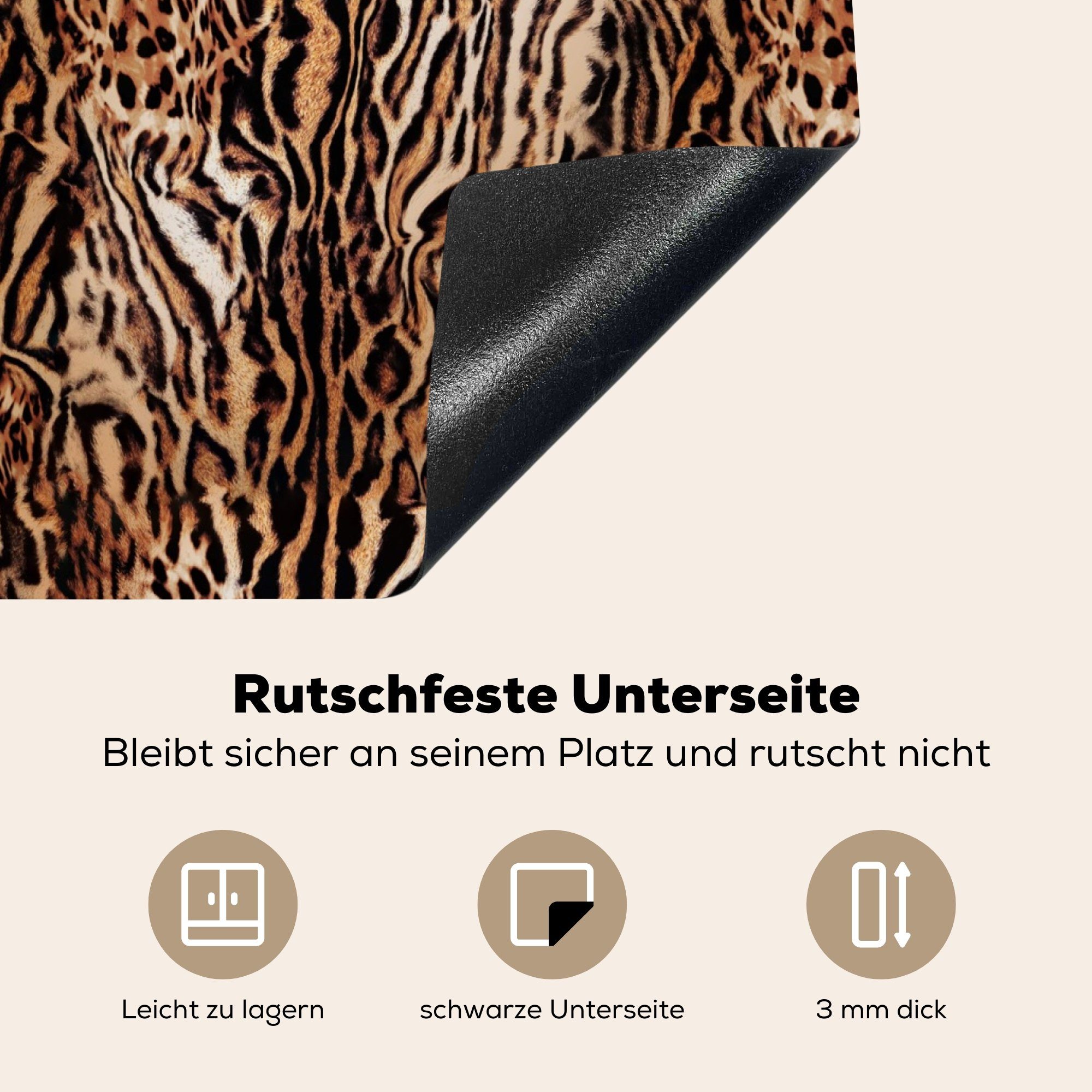 MuchoWow Herdblende-/Abdeckplatte Induktionskochfeld, 57x51 cm, Tiermuster - Ceranfeldabdeckung Vinyl, (1 Design, - Induktionsschutz, tlg), Tiger
