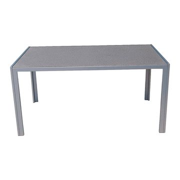 Lomadox Balkonset GARDA-120, (7-tlg), Gartenmöbel Set Tisch mit 6 Stühlen grau Aluminium