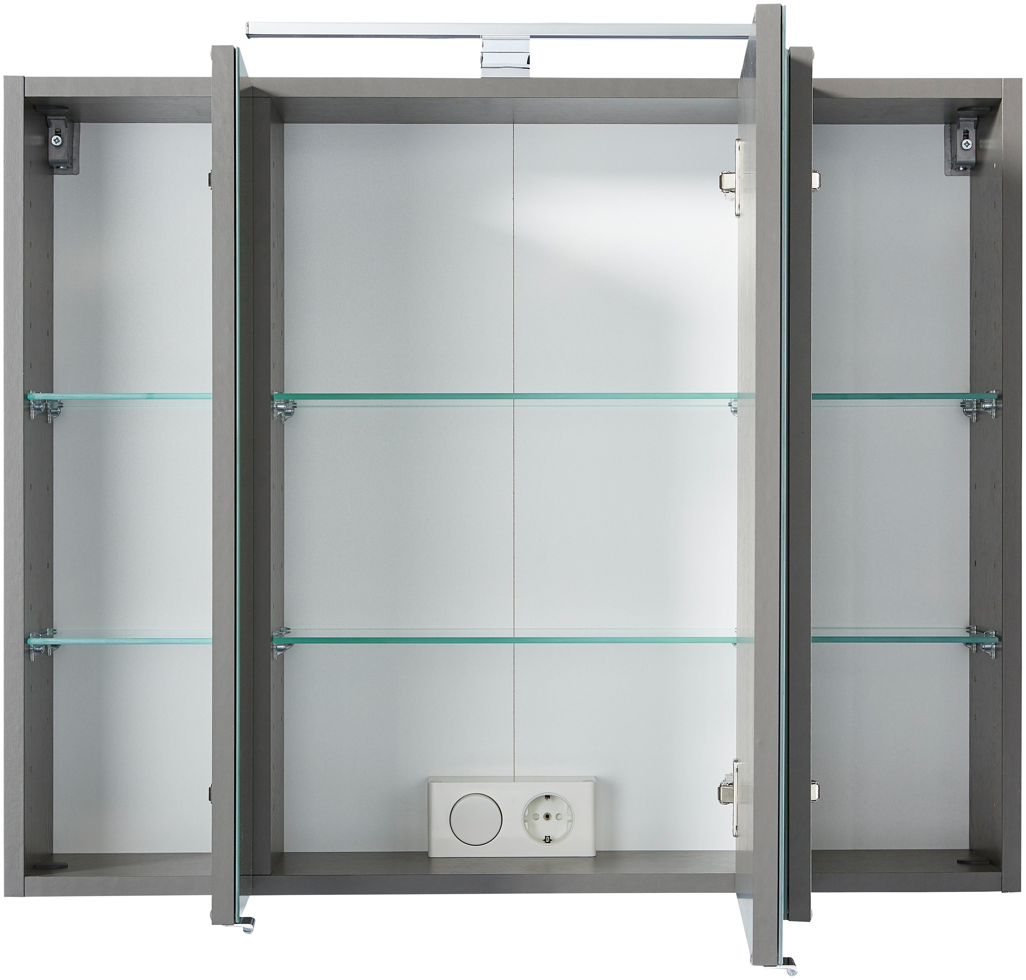 Spiegeltüren Spiegelschrank graphitfarben Breite Türendämpfern Malibu 80 und cm, mit MÖBEL HELD