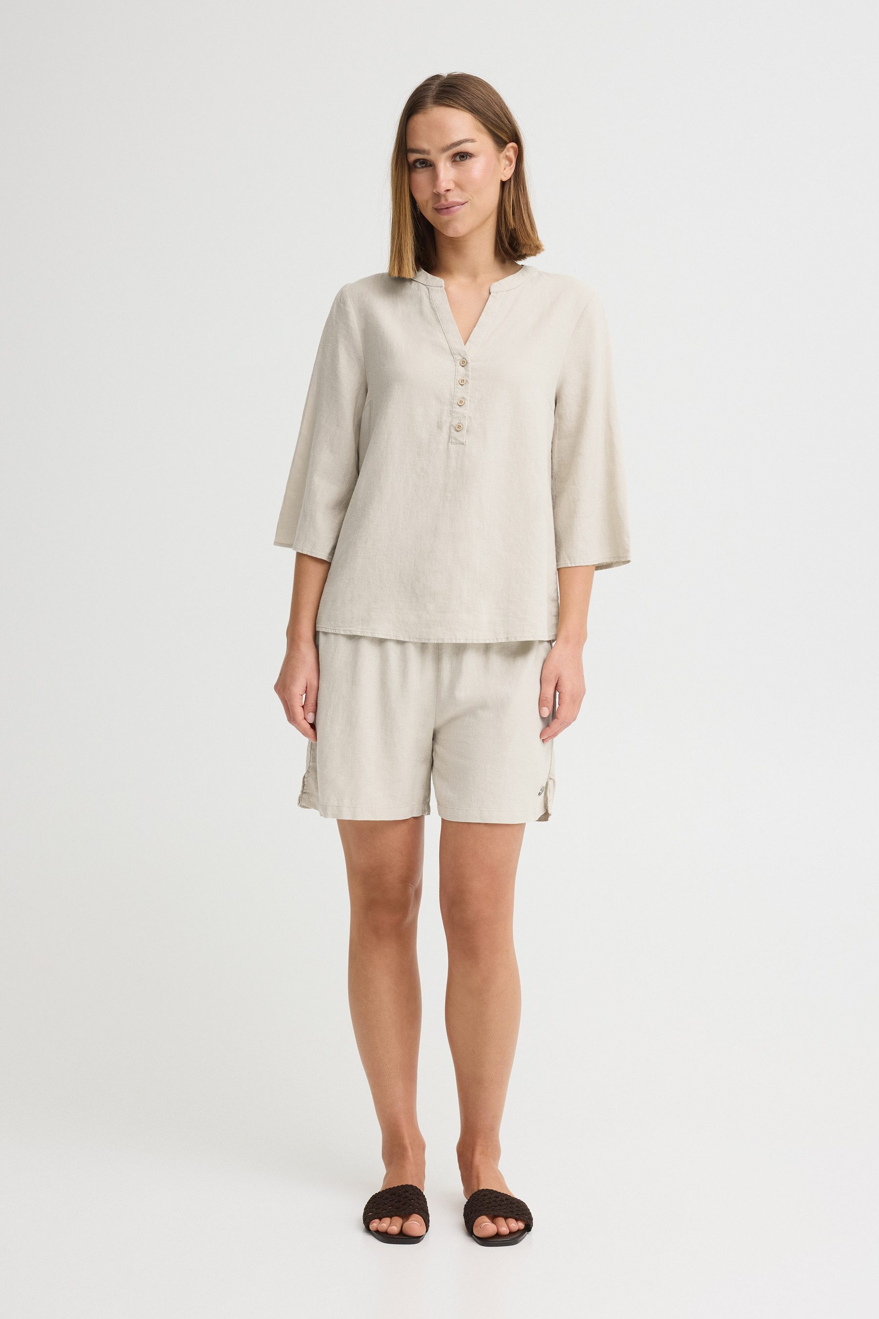 OXMO Shirtbluse OXAnea Bluse aus Leinenmix