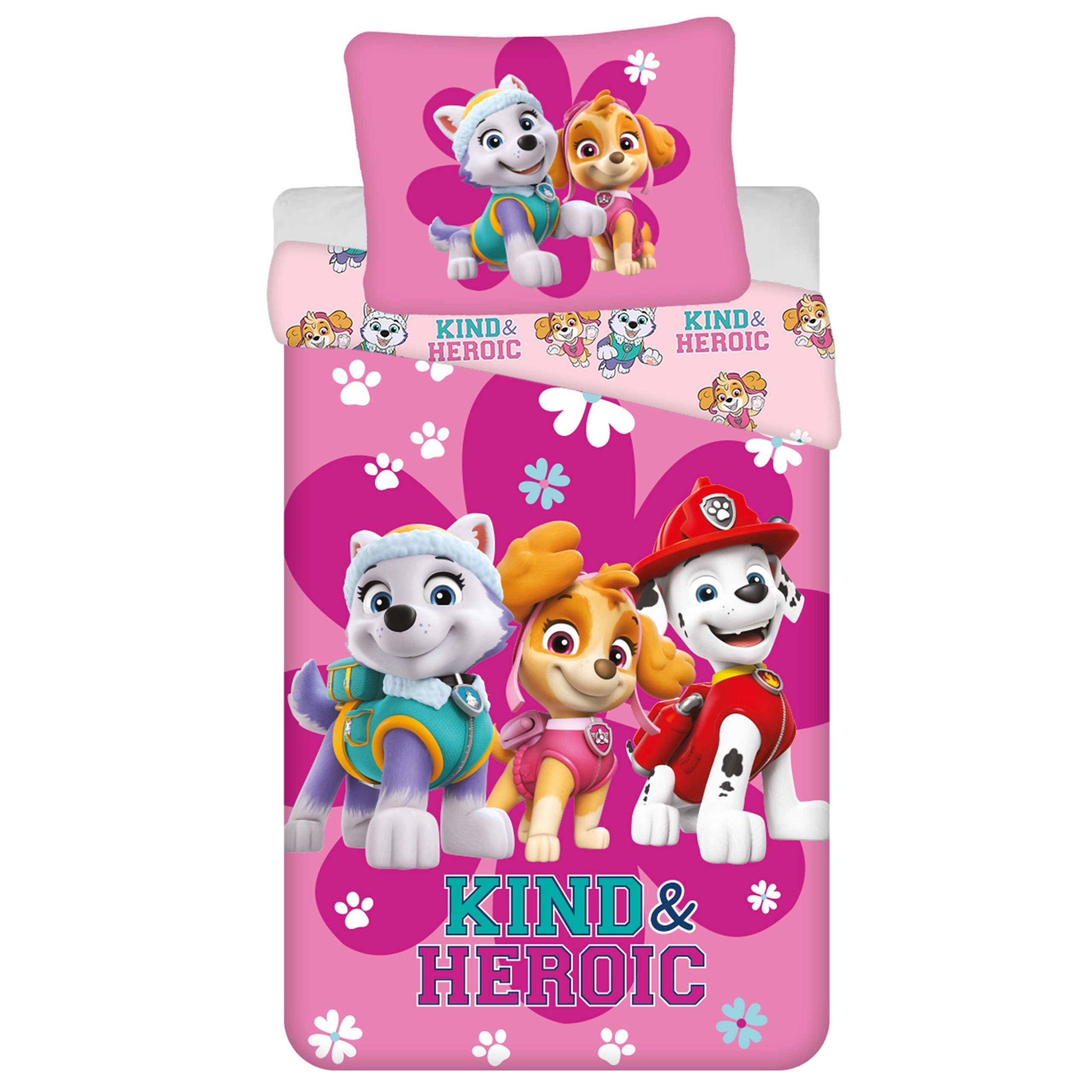 Kinderbettwäsche Paw Patrol rosa Bettwäsche für Mädchen, Baumwolle 140cm x 200cm