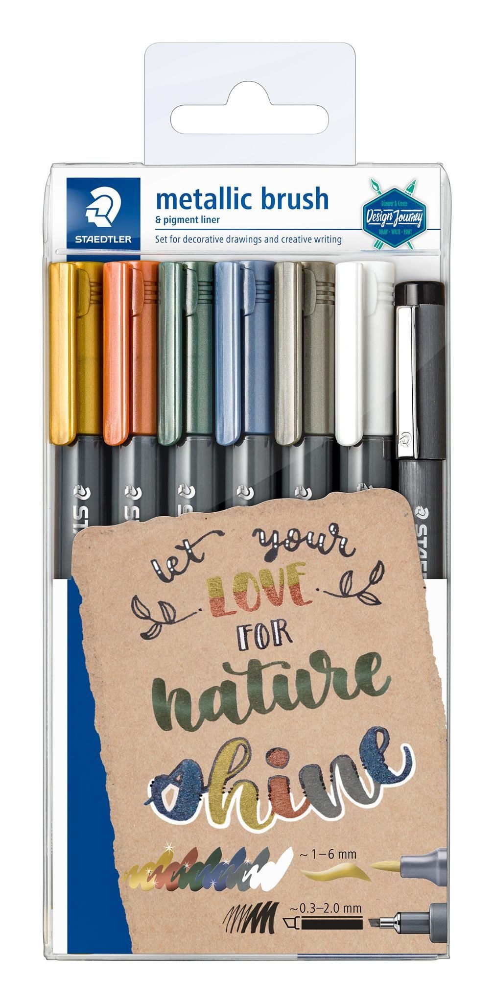 STAEDTLER Malstift Staedtler Metallic&white brush 6 ST & 1 pigm.