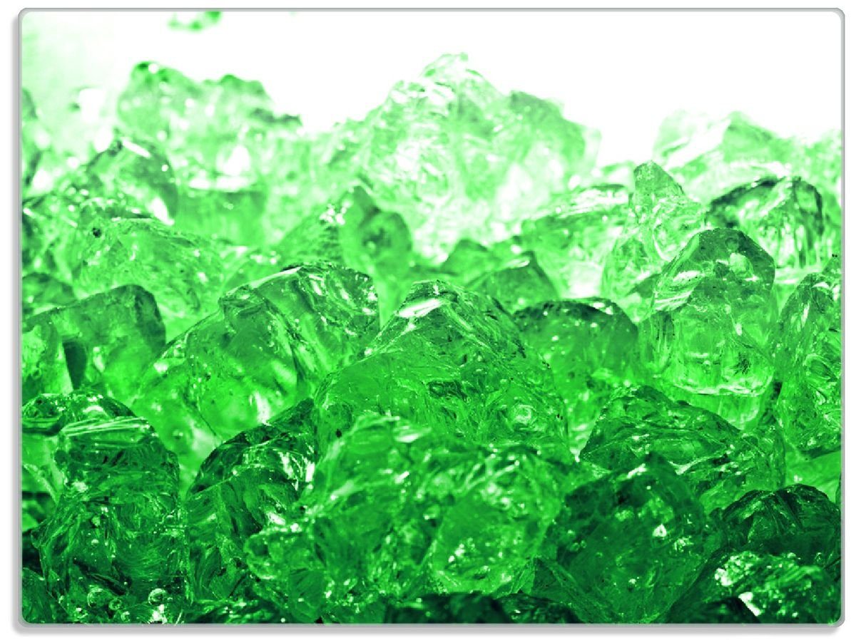 Wallario Schneidebrett Leuchtendes Eis in grün, ESG-Sicherheitsglas, (inkl. rutschfester Gummifüße 4mm, 1-St), 30x40cm
