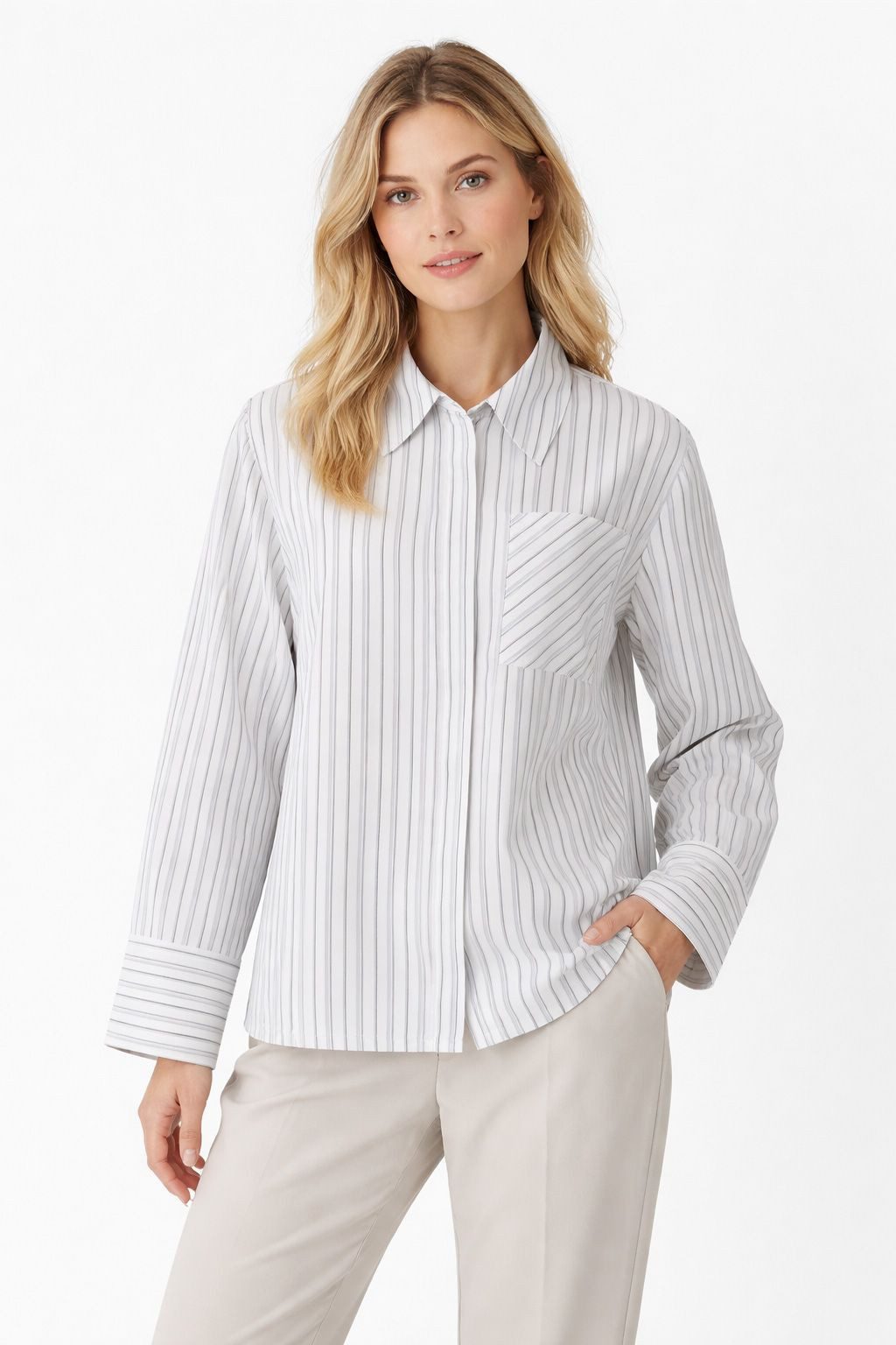YAYA Langarmbluse Gestreifte Oversize-Bluse