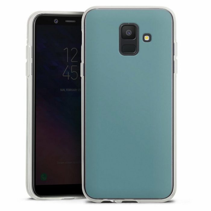 DeinDesign Handyhülle Art Blau einfarbig Petrol Samsung Galaxy A6 (2018) Silikon Hülle Bumper Case Handy Schutzhülle