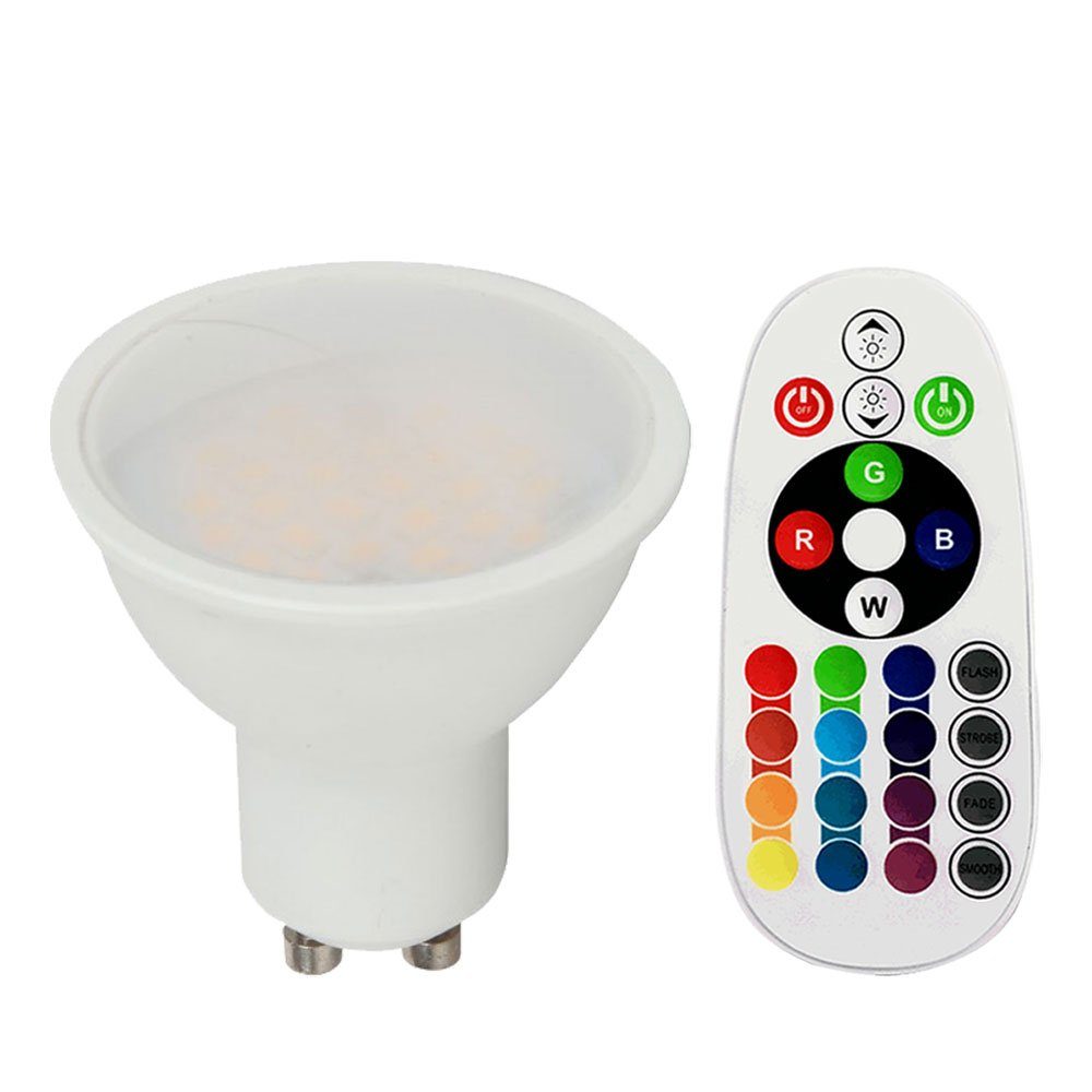 V-TAC LED-Leuchtmittel, RGB LED GU10 290 Lumen Leuchtmittel 3.5 Watt Farbwechsel Dimmbar