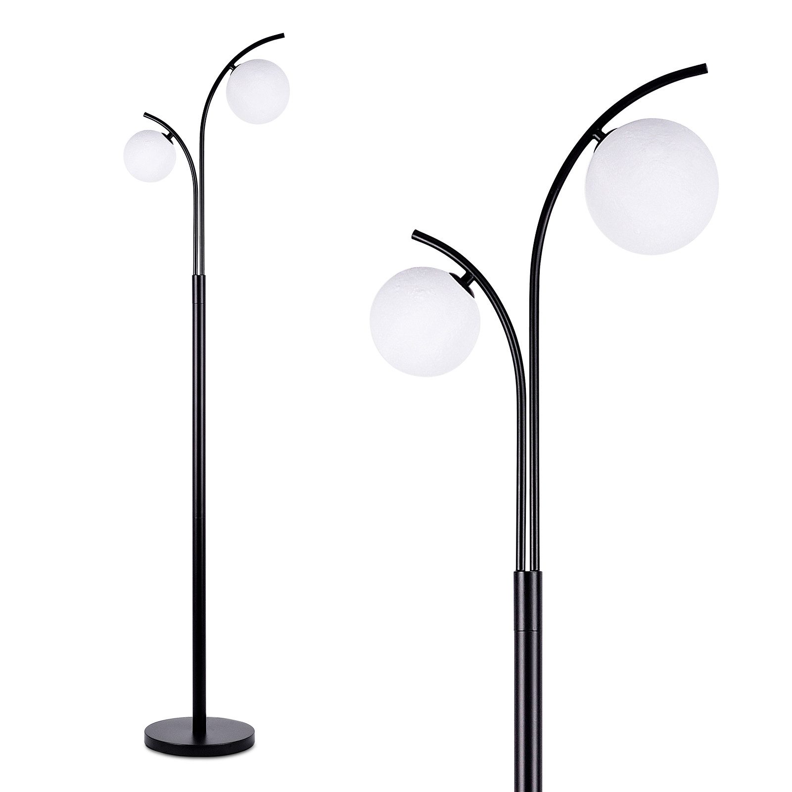 STANBOW Stehlampe mit Mond‑Oberflächen‑Optik – 3D‑gedruckte Kugelschirm, ohne Leuchtmittel, Kaltweiß, Neutralweiß, Warmweiß, 160 cm,schwarz‑weiß,G9,Standleuchte für Home‑Office,Schlaf-,Wohnzimmer