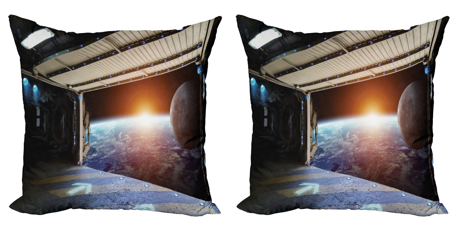 Kissenbezüge Modern Accent Doppelseitiger Digitaldruck, Abakuhaus (2 Stück), Landschaft Erde Galaxy Raum