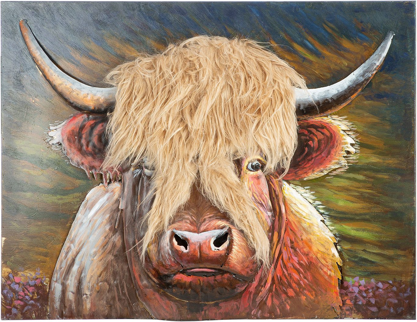 GILDE Metallbild Bild rechteckig Highland-Beauty braun, Kuh (1 St), Highland Cattle Tierporträt rustikaler Charme Landhaus Country