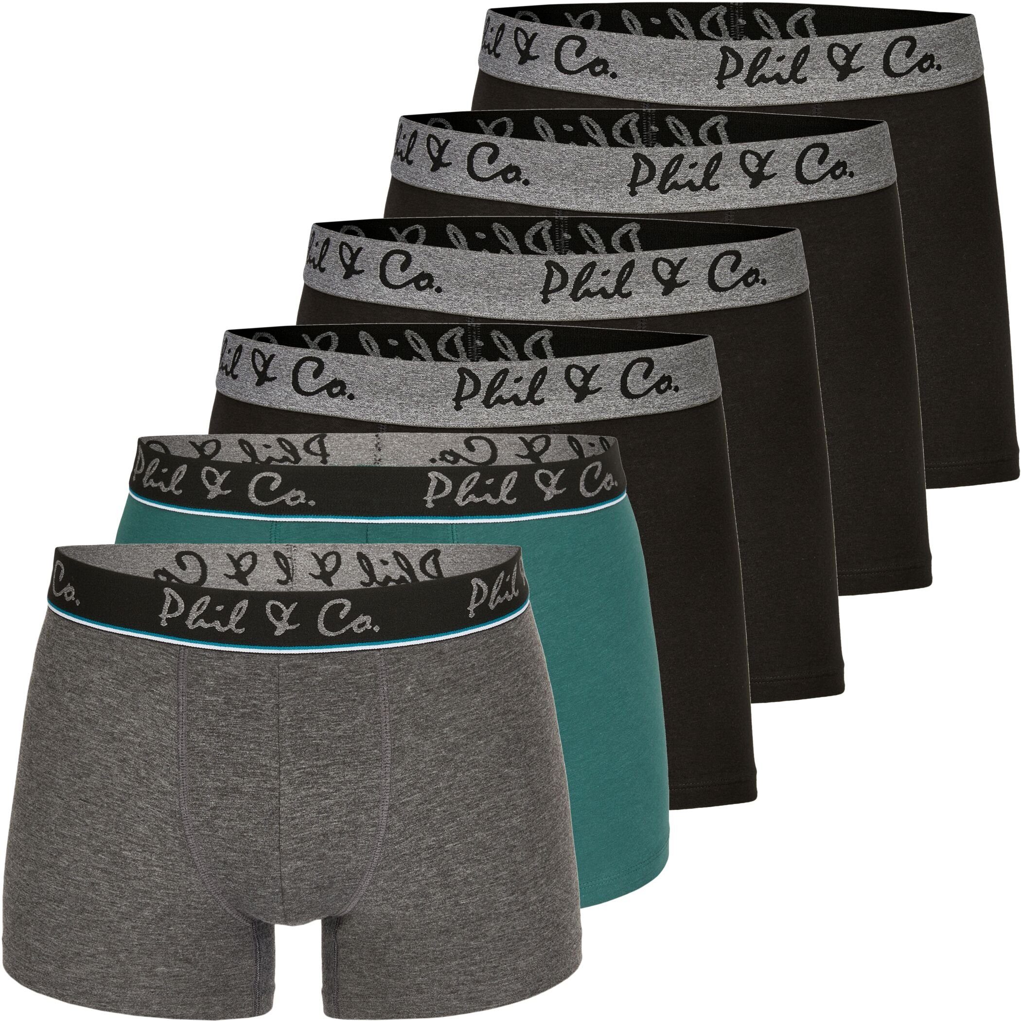 Phil & Co. Boxershorts 6er Pack Phil & Co Berlin Jersey Boxershorts Trunk Short Pant FARBWAHL (1-St) DESIGN 14