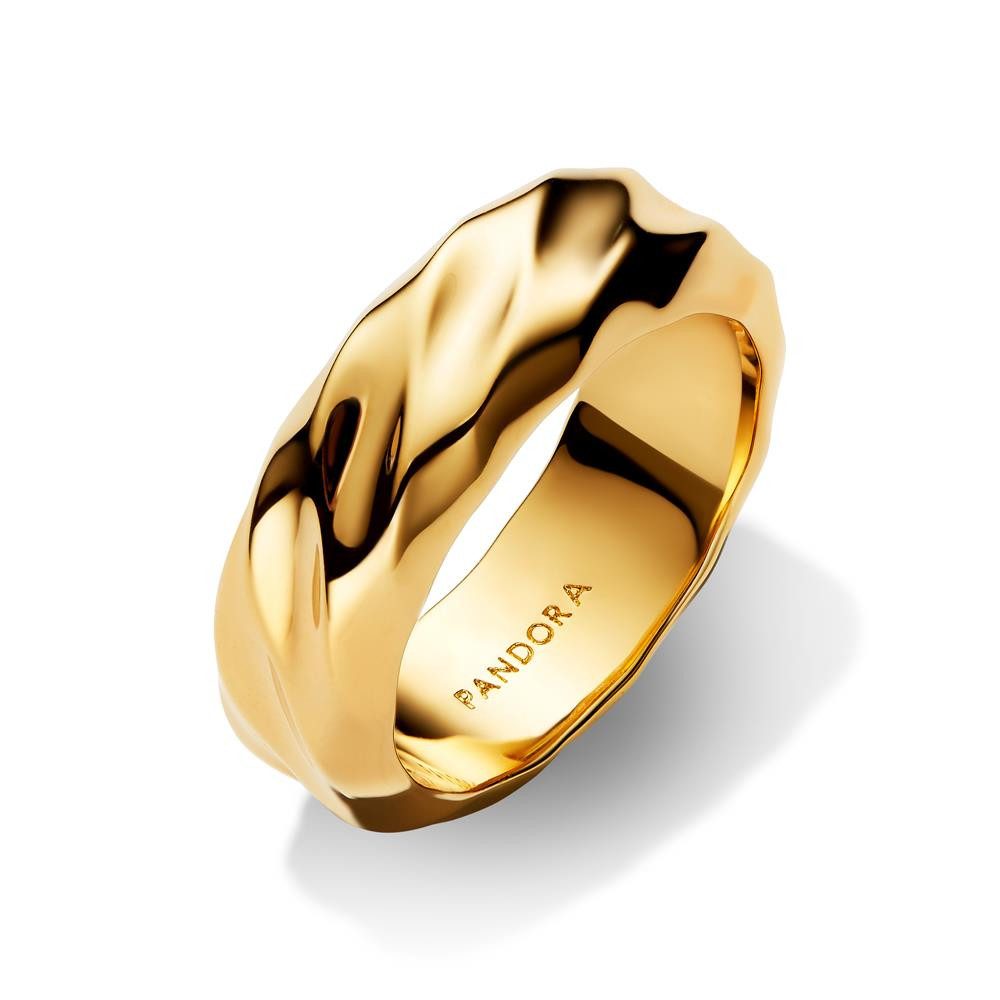 Pandora Fingerring Breiter Ring für Damen Wellen, IP Gold von PANDORA Essence