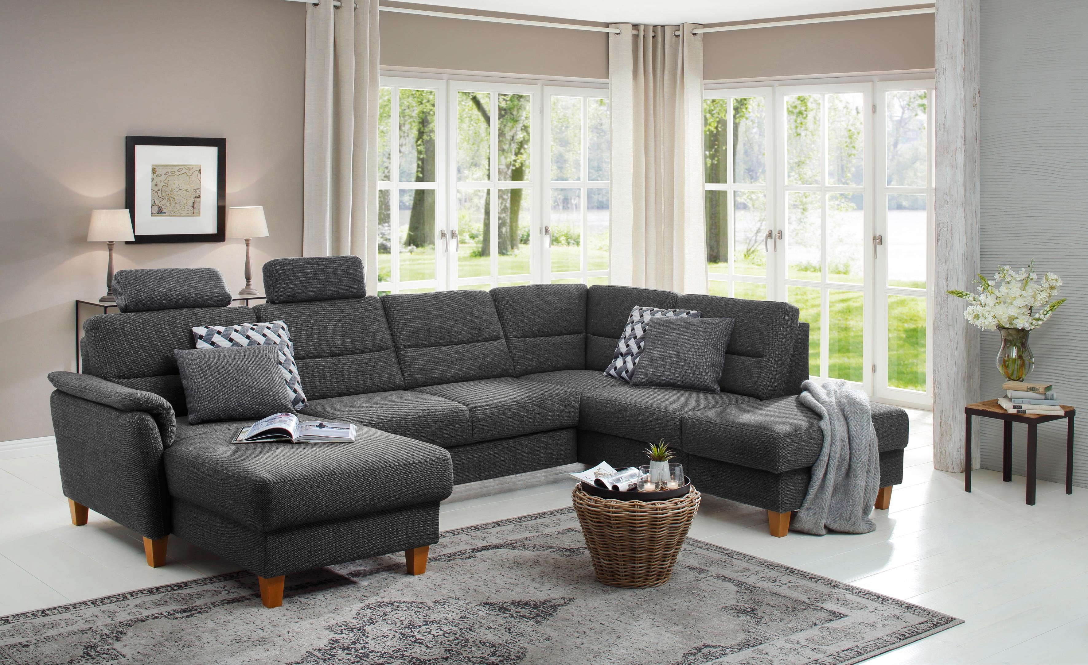 Home affaire Wohnlandschaft "Palmera U-Form, B: 308 cm" optional Bettfunkti günstig online kaufen