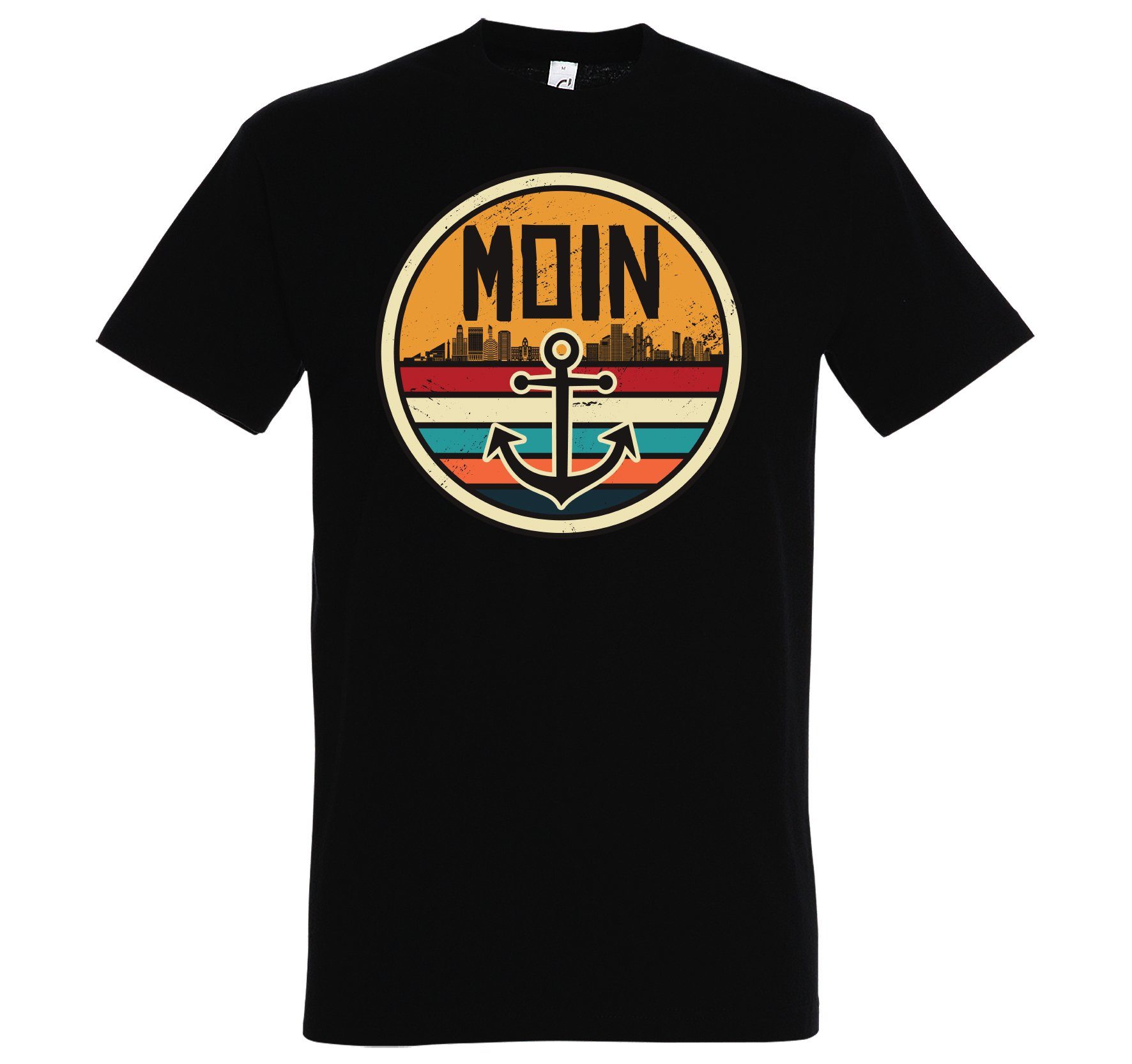 Youth Designz Print-Shirt Moin Spruch Herren T-Shirt mit modischem Anker Logo Print und Spruch Schwarz