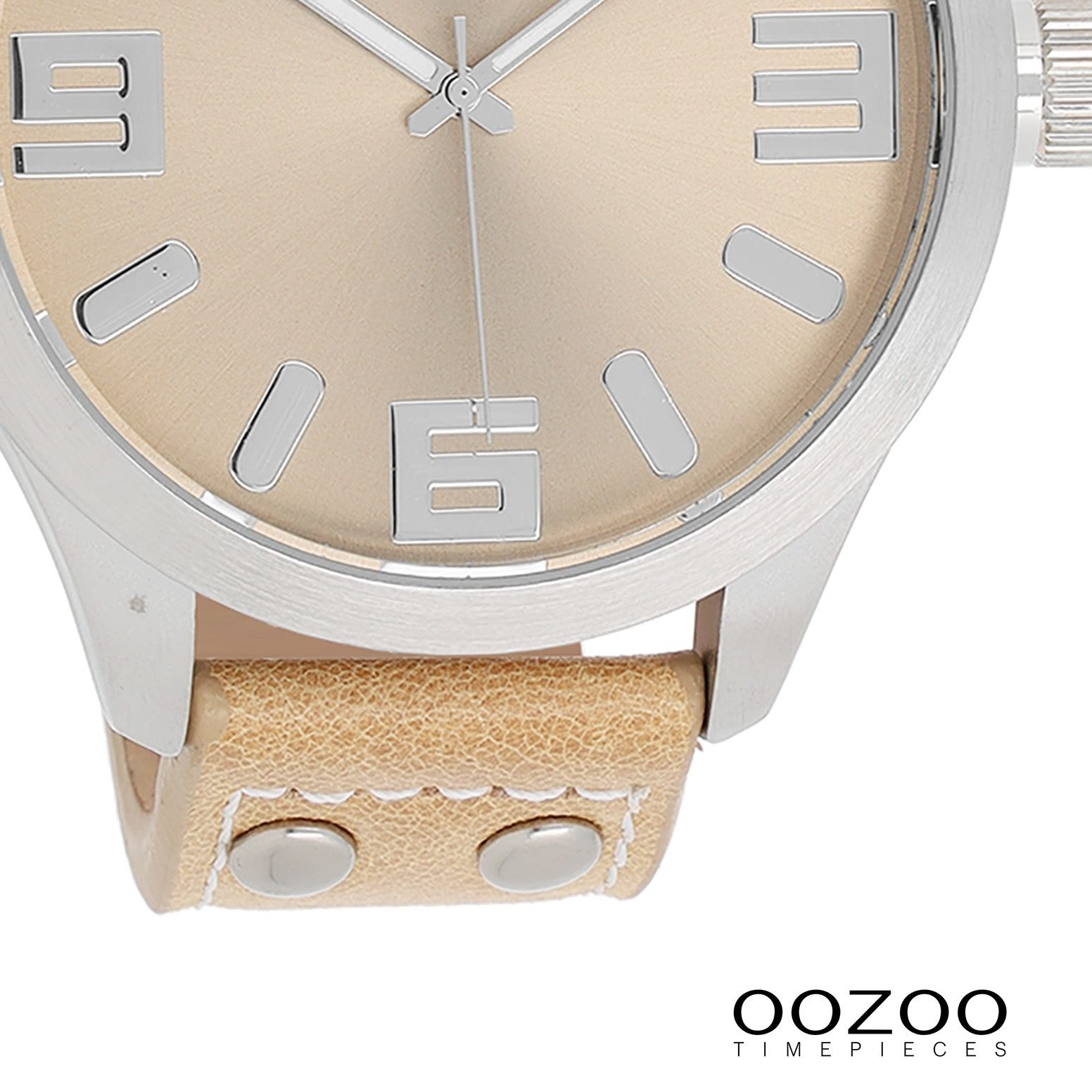 OOZOO Quarzuhr Oozoo Herren Armbanduhr Timepieces Analog, (Analoguhr), Herrenuhr rund, extra groß (ca. 51mm) Lederarmband, Fashion-Style