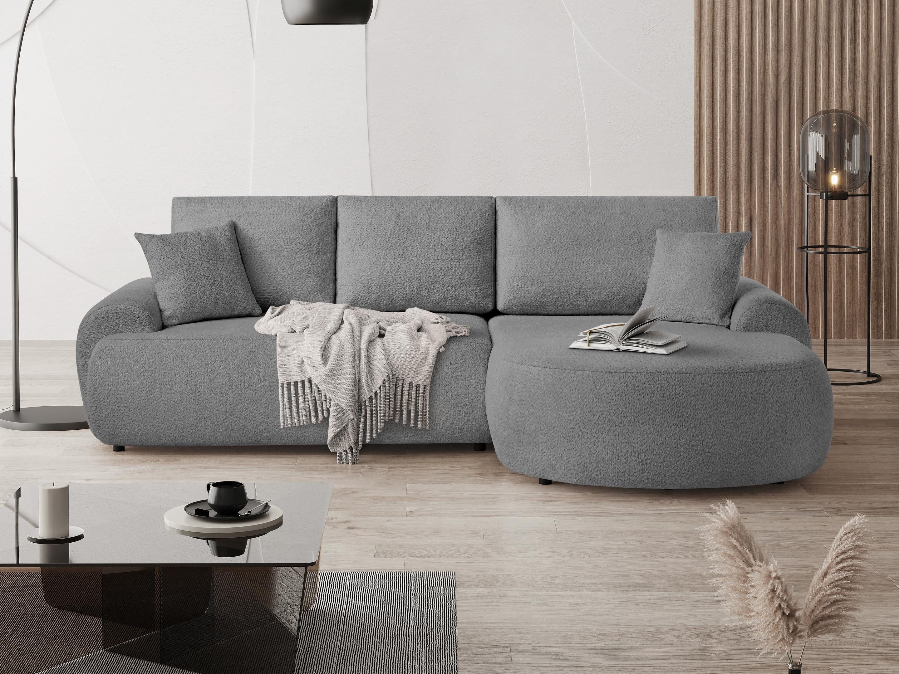 Beautysofa Ecksofa mit Kissen aus Bouclé-Stoff günstig online kaufen