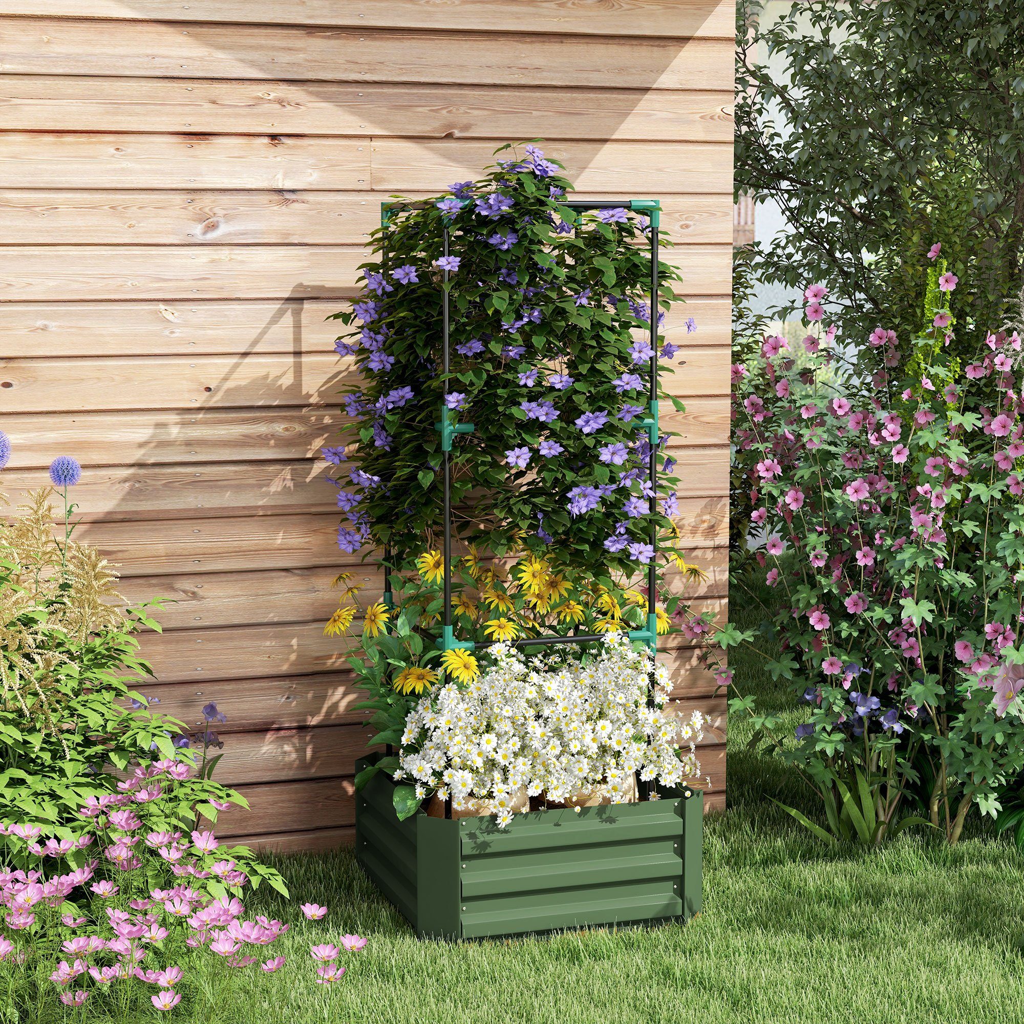 Outsunny Hochbeet mit Rankhilfe, Blumenkasten mit günstig online kaufen