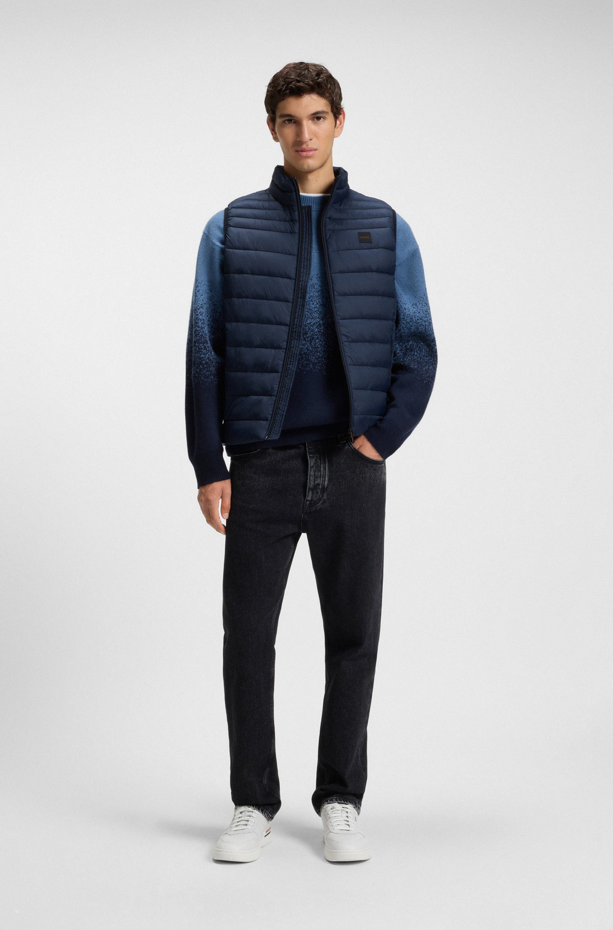 BOSS ORANGE Steppweste Odeno Stehkragen, slim fit, kurze Länge