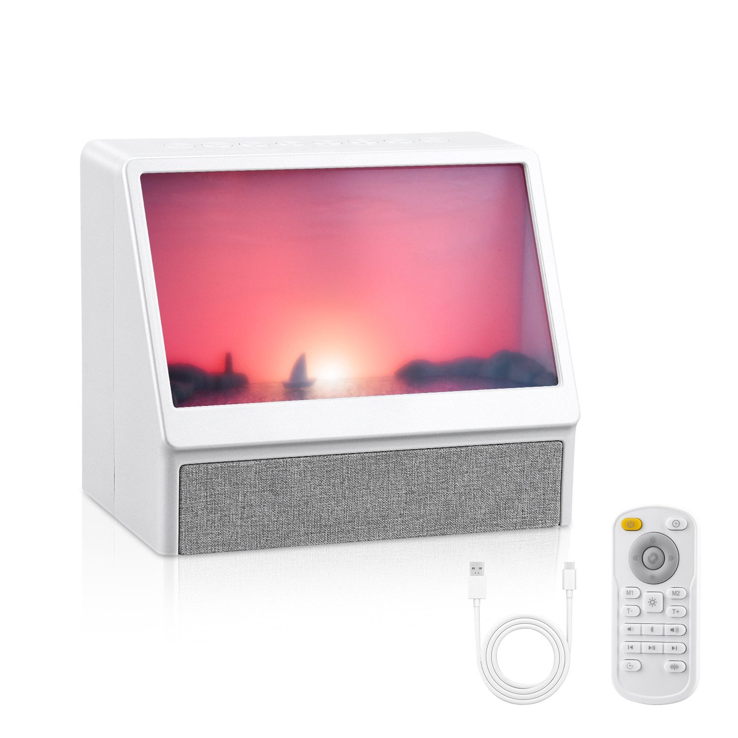 HS Onsing Wecker Tageslichtwecker, Bluetooth-Lautsprecher, Sonnenaufgang Wecker 6 farbige Licht,mit 12 Naturgeräuschen,für Frauen Männer …