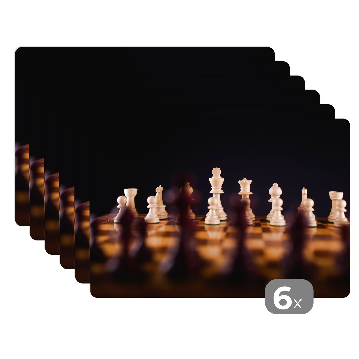 Ein Tischmatten, Schachspiel Platzset, Platzdecken, Platzmatte, schwarzem Schmutzabweisend Platzset, Hintergrund, MuchoWow, vor (6-St),