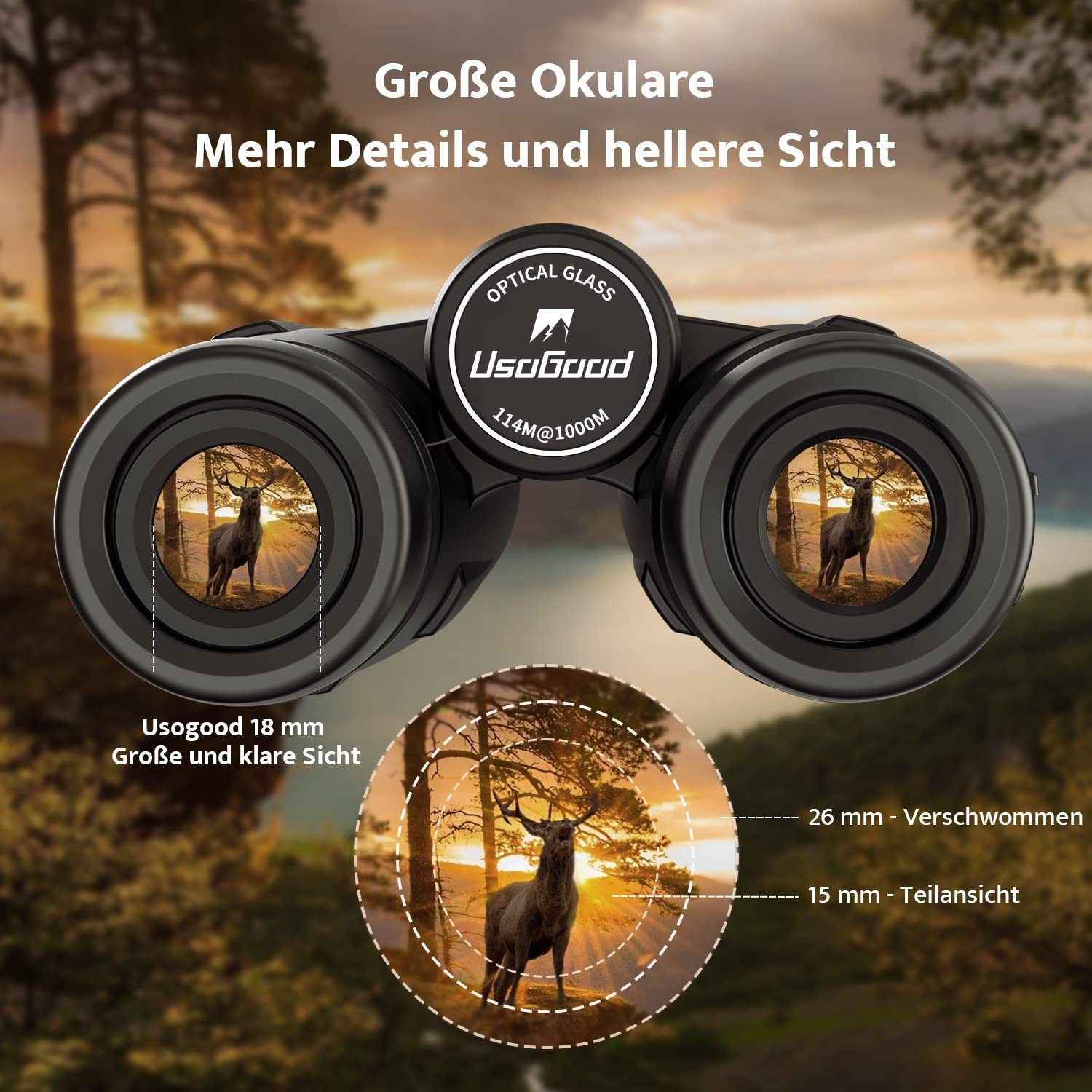 Usogood HD Ferngläser 12x50 Fernglas Erwachsene Wasserdicht Kompakte Fernglas (für Vogelbeobachtung, Jagd, Sightseeing, Sport und Konzerte, Reisen)