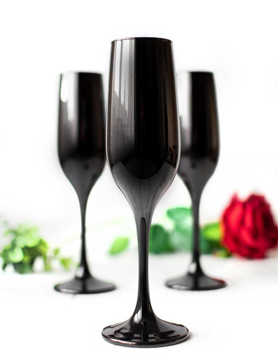 Sendez Sektglas 6 schwarze Sektgläser 200ml Sektkelche Sektglas Proseccoglas