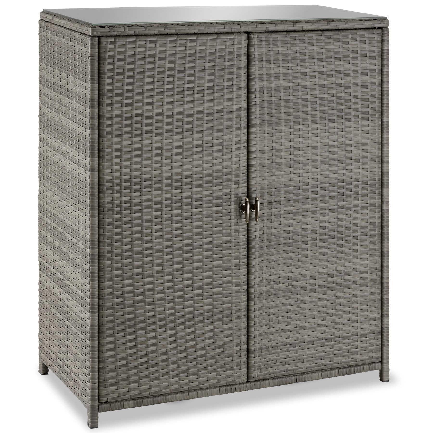 tectake Geräteschrank Aluminium Gartenschrank, 75 kg Belastbarkeit, 84,5 x 40,5 x 103,5 cm (Rattanschrank, 1-St., 1 St) wetterfest und UV-beständig, Magnetschloss, Einlegeböden herausnehmbar