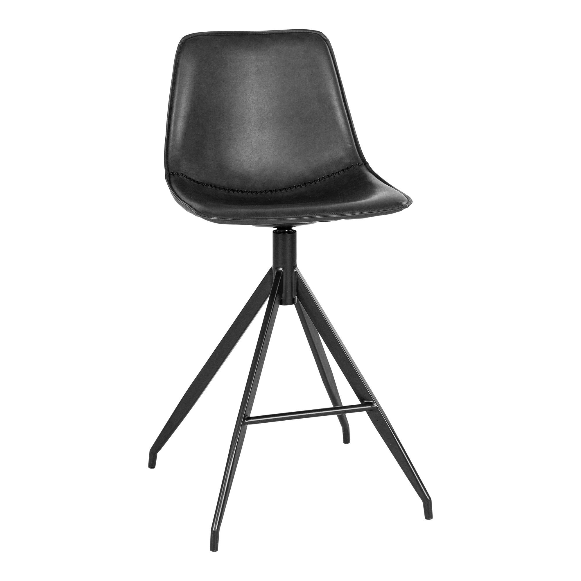 Barhocker (2er-Set) in Schwarz, Glattlederoptik - 46x84x47cm (BxHxT)