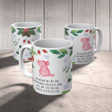 Mr. & Mrs. Panda Tasse Axolotl Glücklich - Weiß - Geschenk, Geschenk Tasse, Tasse Motive, Te, Keramik, Herzberührende Designs